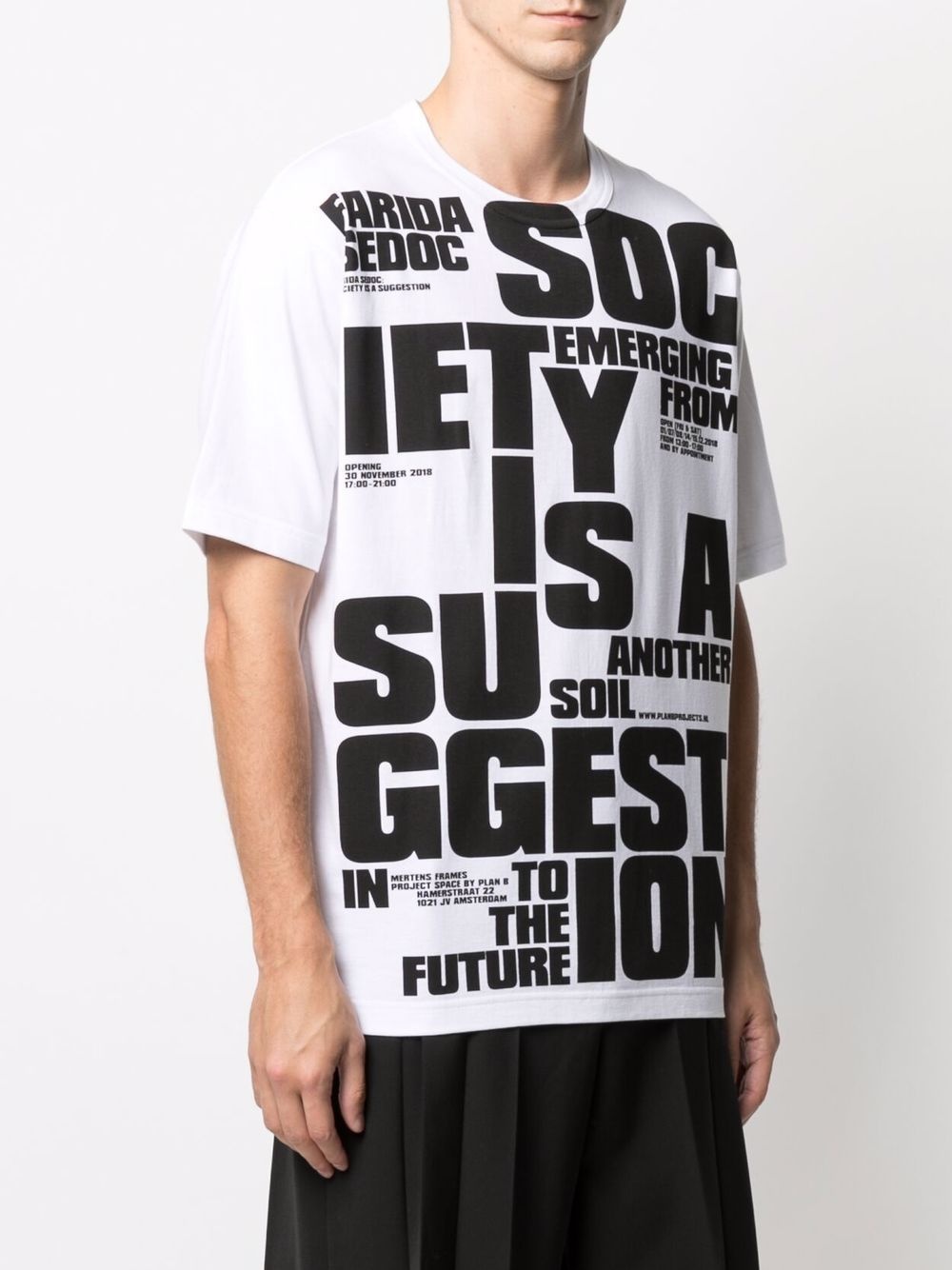 text-print cotton T-shirt - 3