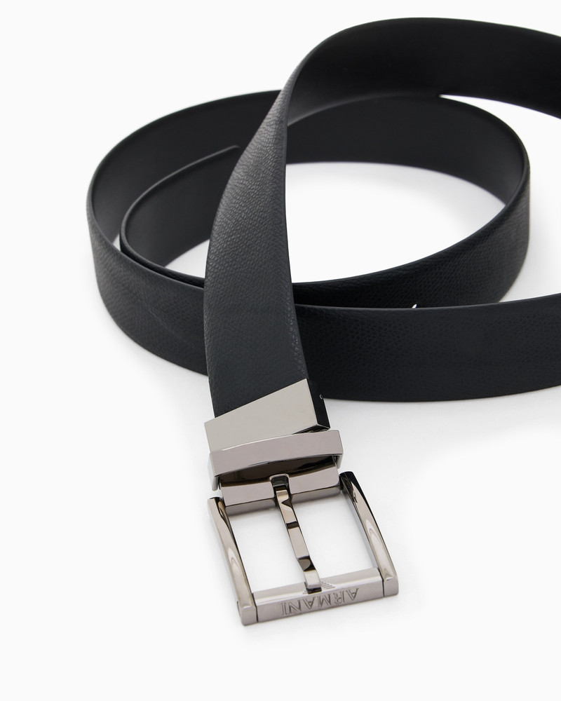 EMPORIO ARMANI Reversible leather belt with one side in palmellato leather outlook