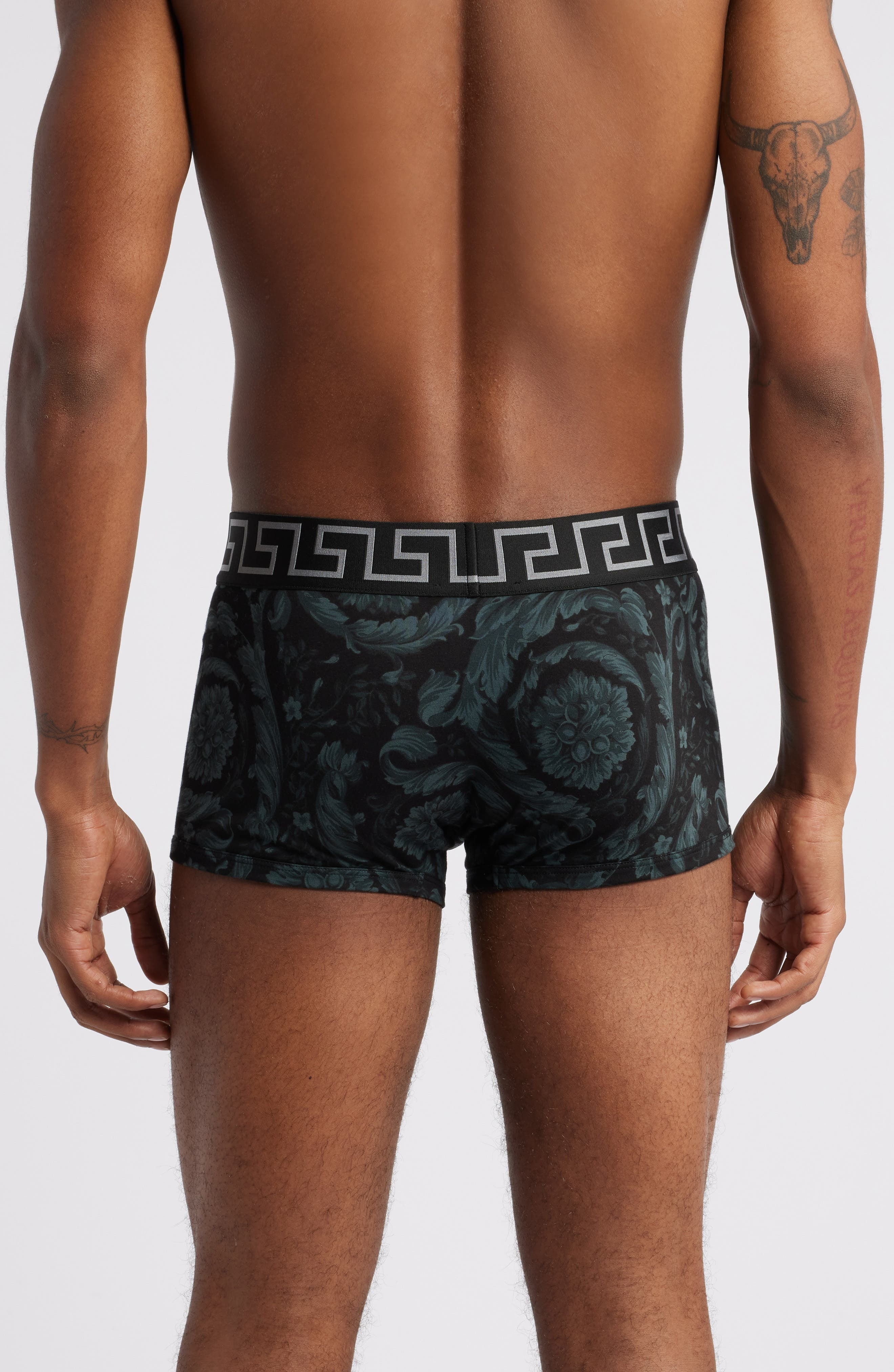 Versace Barocco Stretch Cotton Trunks in Black Grey at Nordstrom - 2