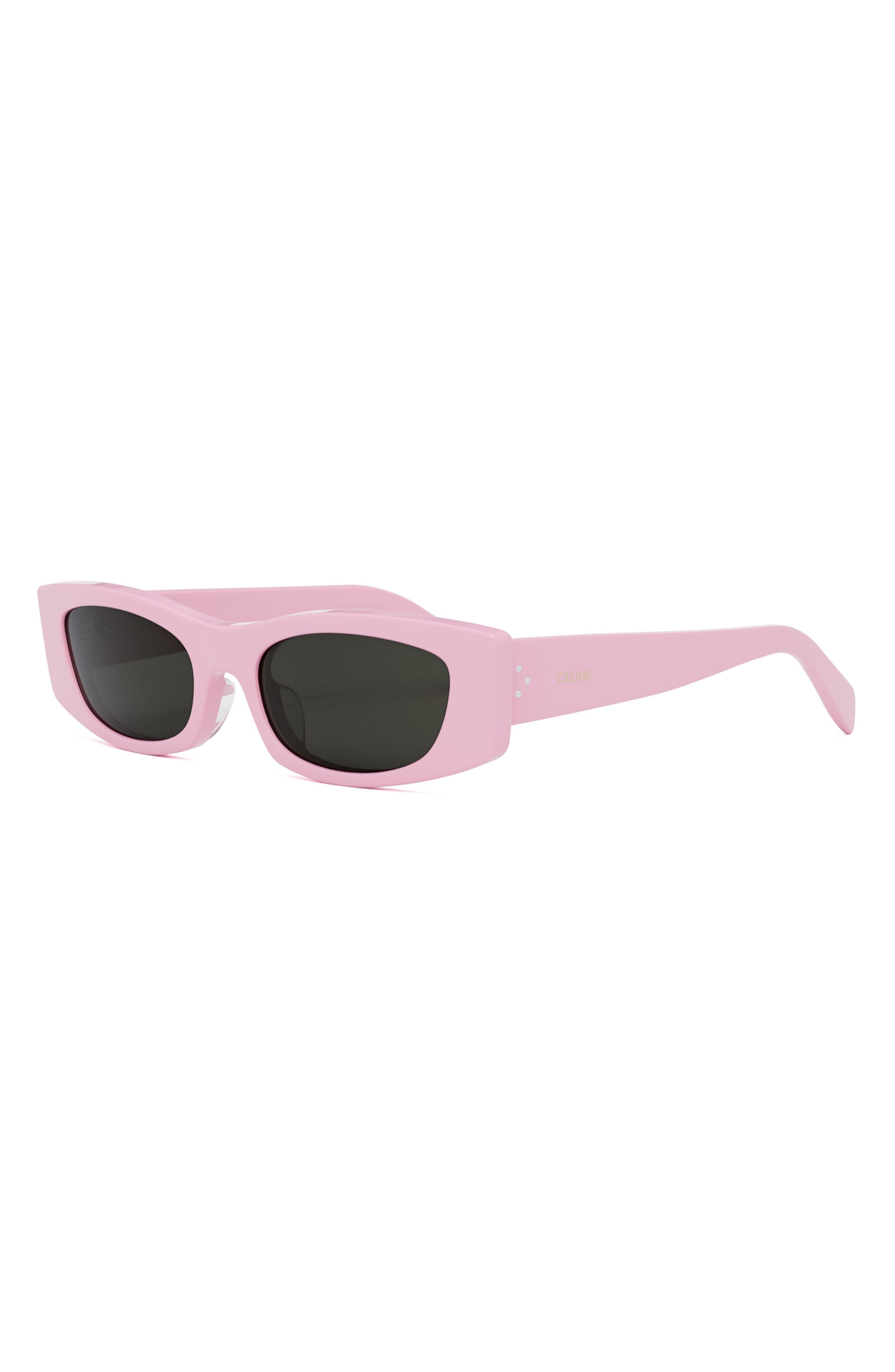 CELINE Bold 3 Dots 55mm Rectangular Sunglasses in Shiny Pink /Smoke at Nordstrom - 2