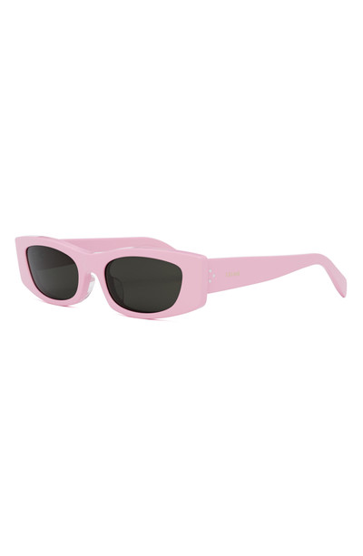 CELINE CELINE Bold 3 Dots 55mm Rectangular Sunglasses in Shiny Pink /Smoke at Nordstrom outlook