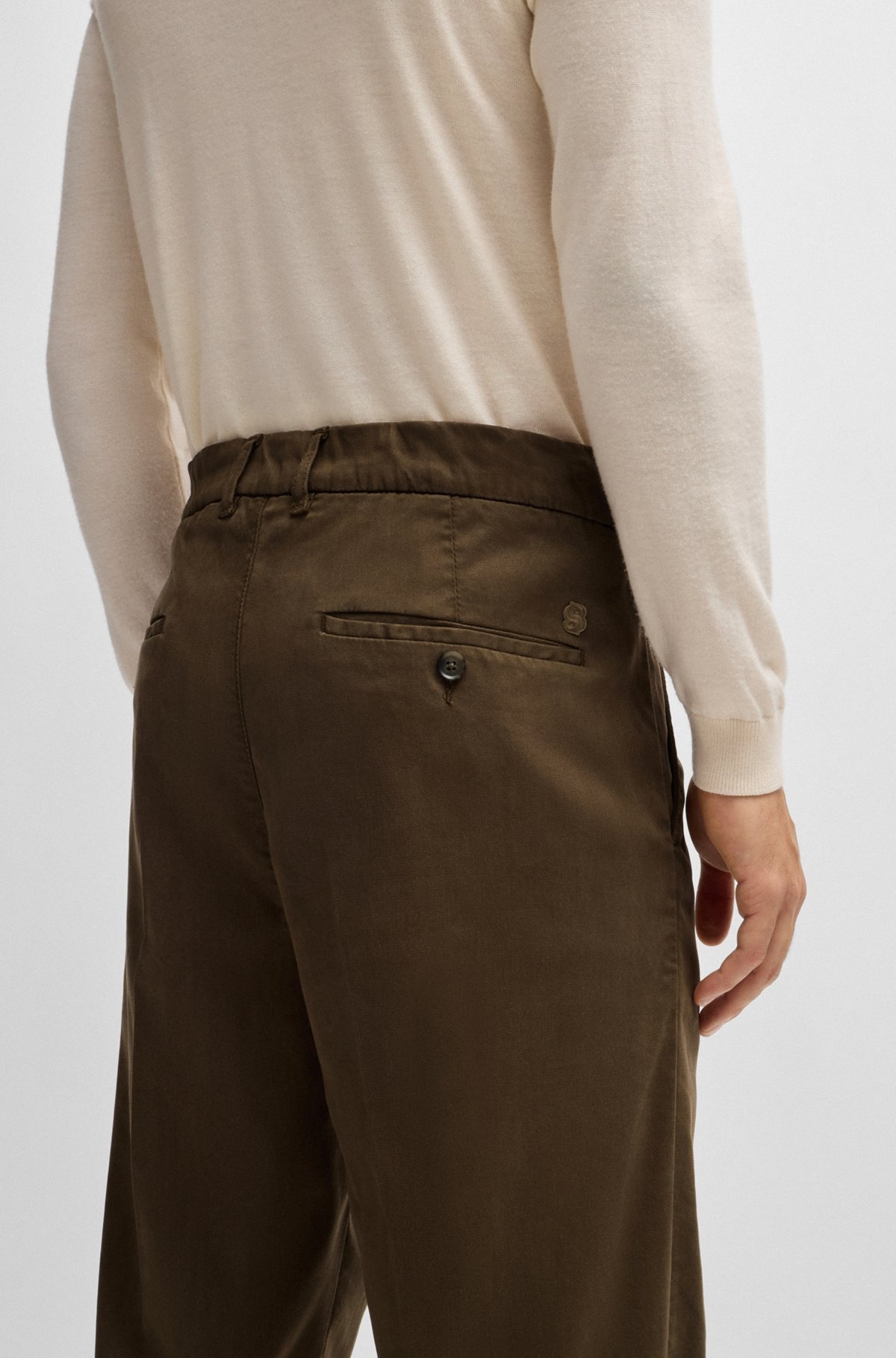 TAPERED-FIT REGULAR-RISE TROUSERS IN STRETCH TWILL - 5