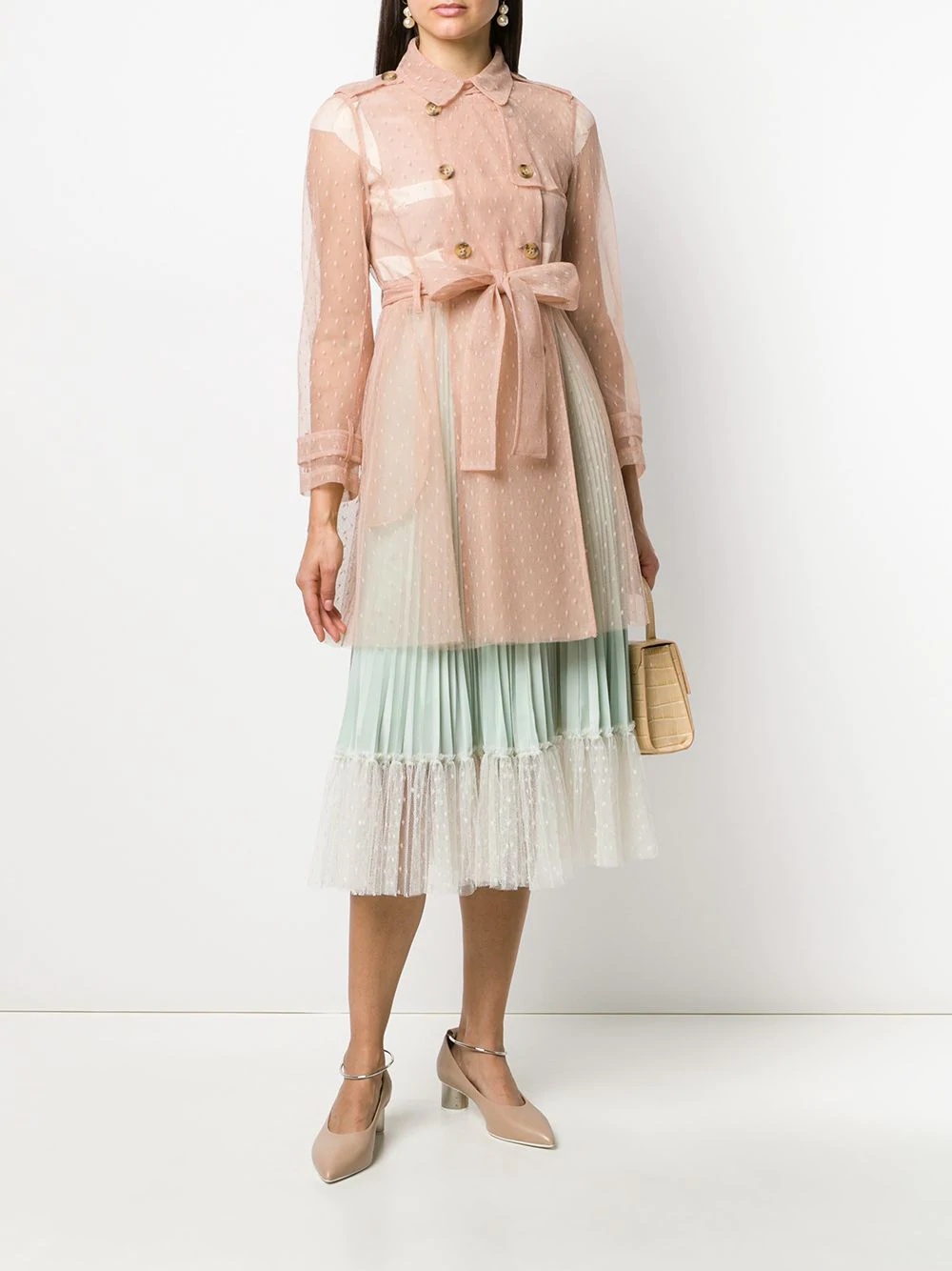 point d'Esprit tulle trench coat - 2