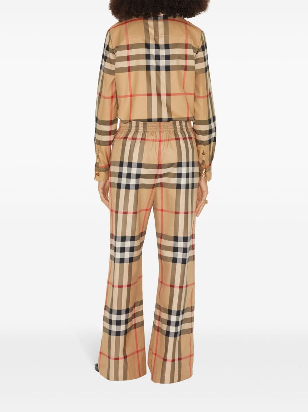 check-pattern cotton trousers - 4