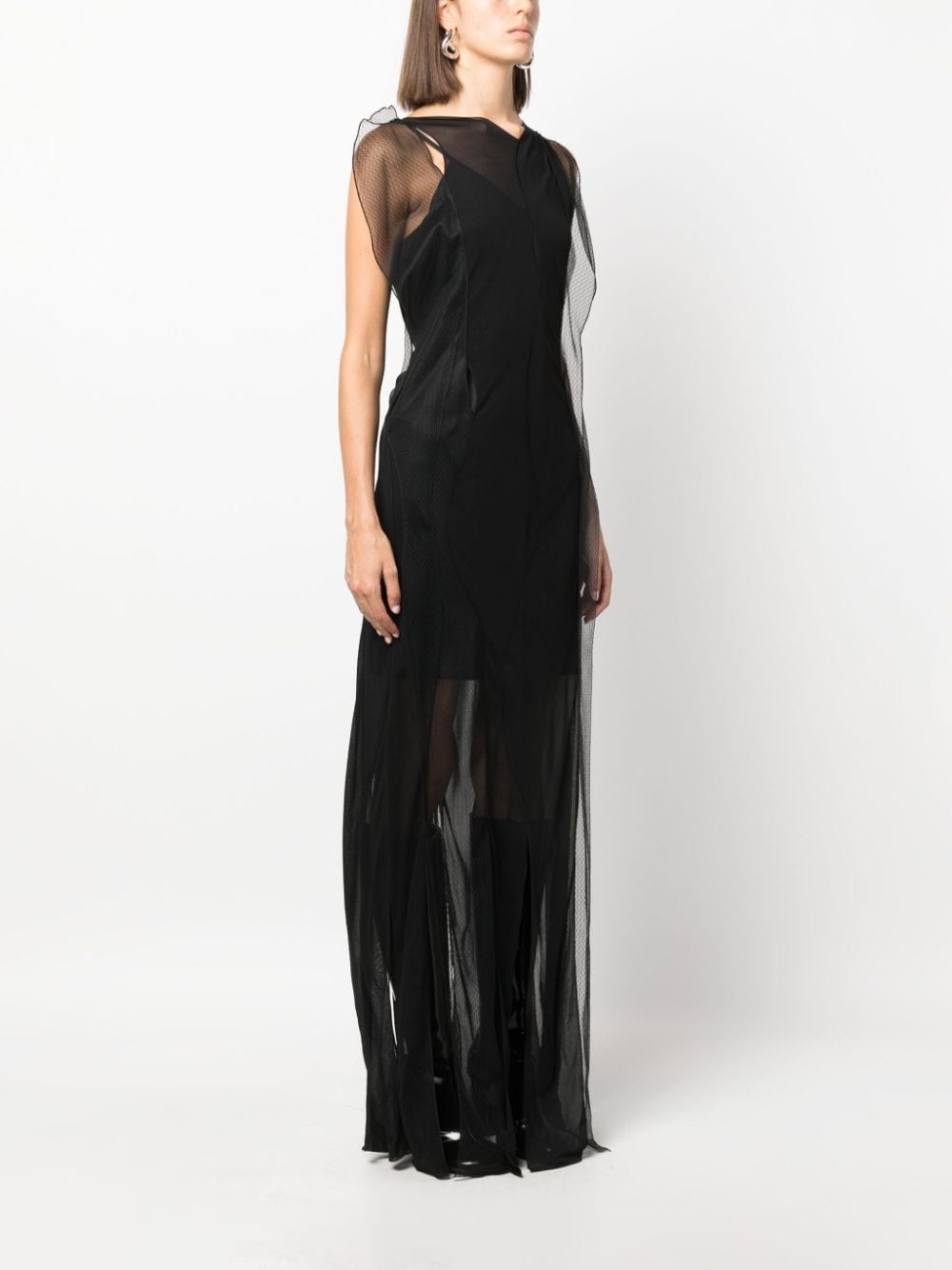semi-sheer sleeveless maxi dress - 3