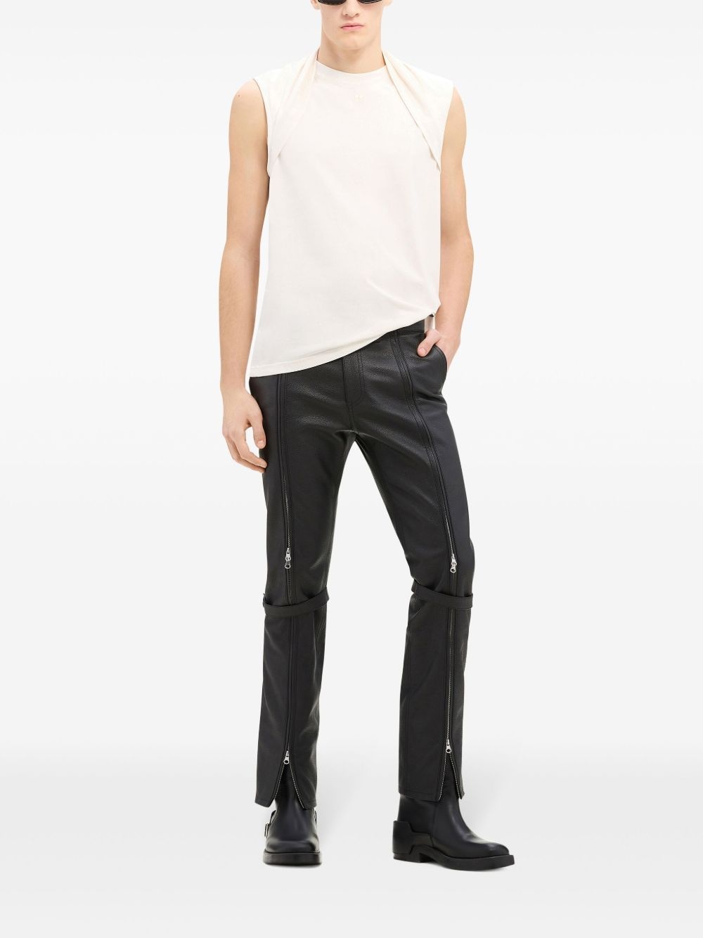 draped-detail cotton tank top - 2
