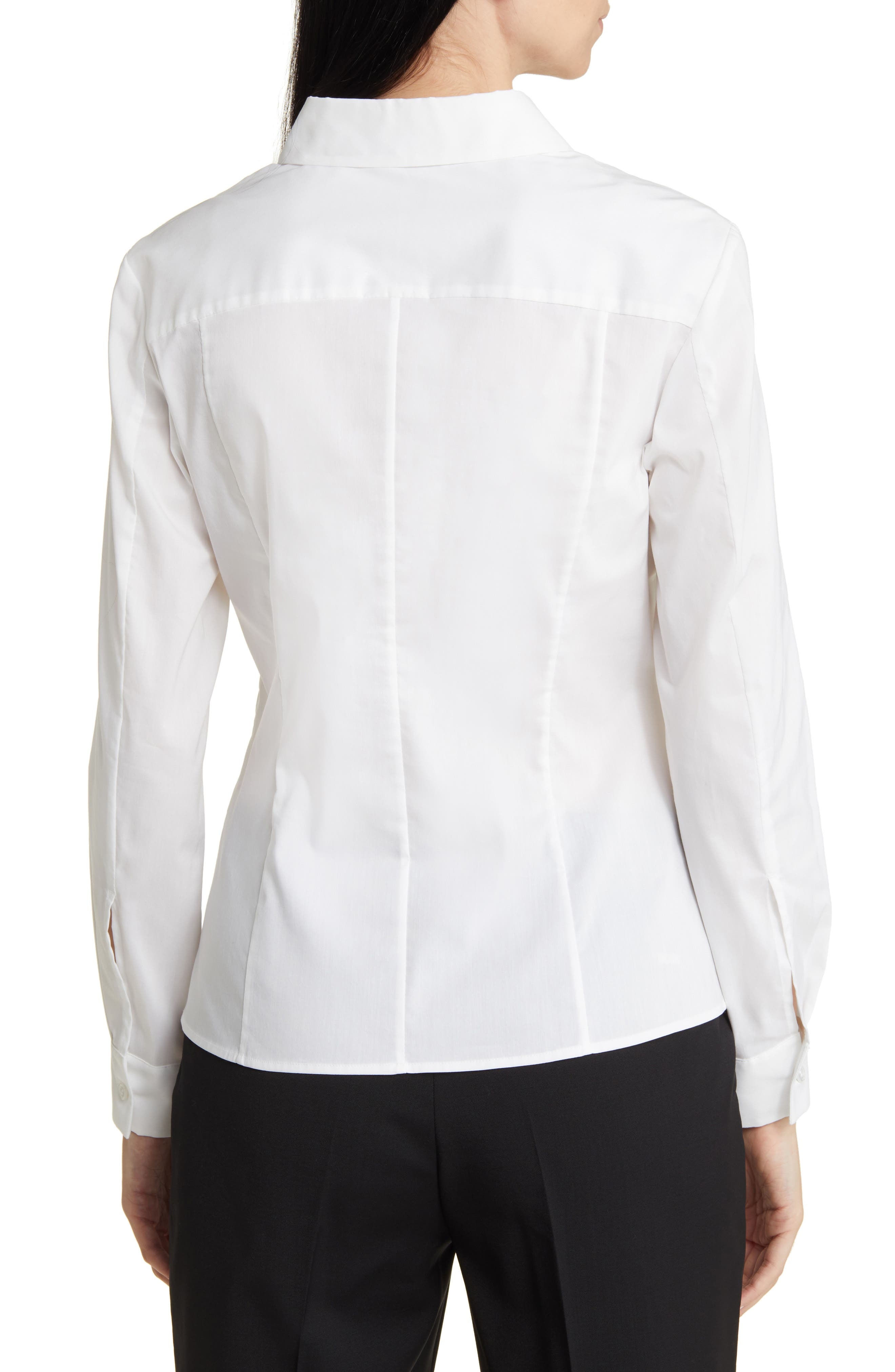 BOSS Bashinah Cotton Blend Blouse in Bright White at Nordstrom - 2