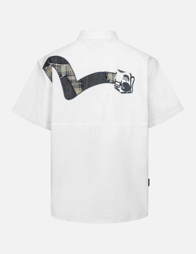 EVISU GODHEAD PRINT AND PATCHWORK SEAGULL LOOSE FIT SHIRT outlook