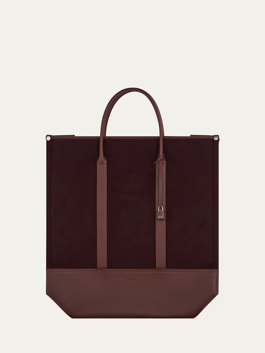 Men's Beam Cashmere and Leather Large Tote Bag - 1