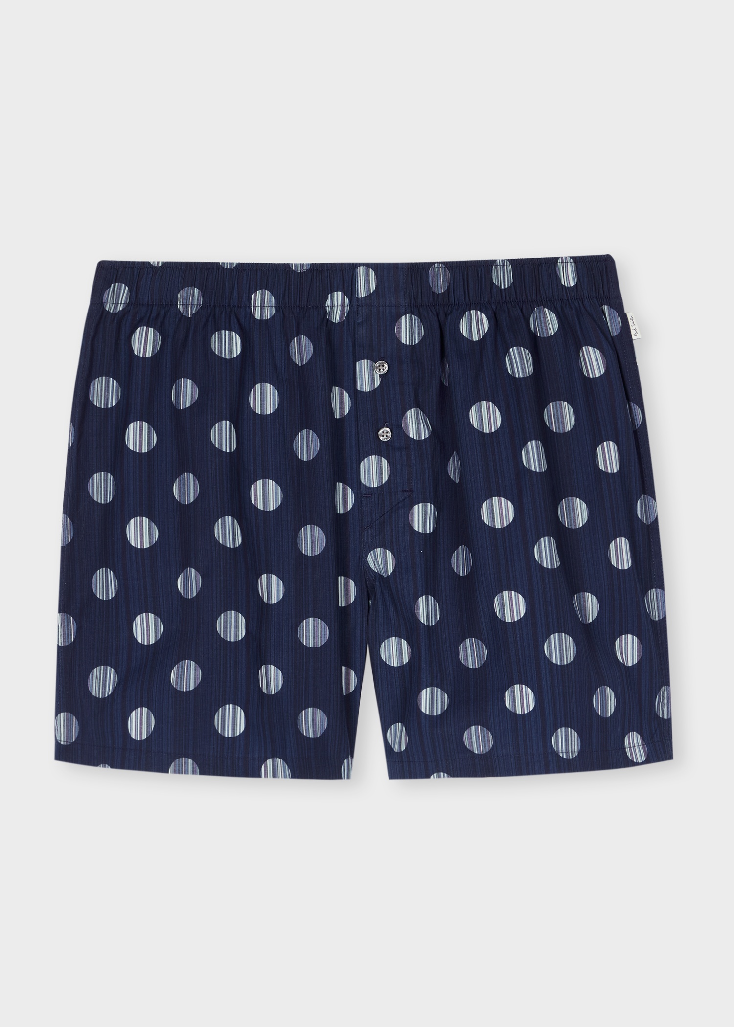 Blue Polka Dot Cotton Boxer Shorts - 1