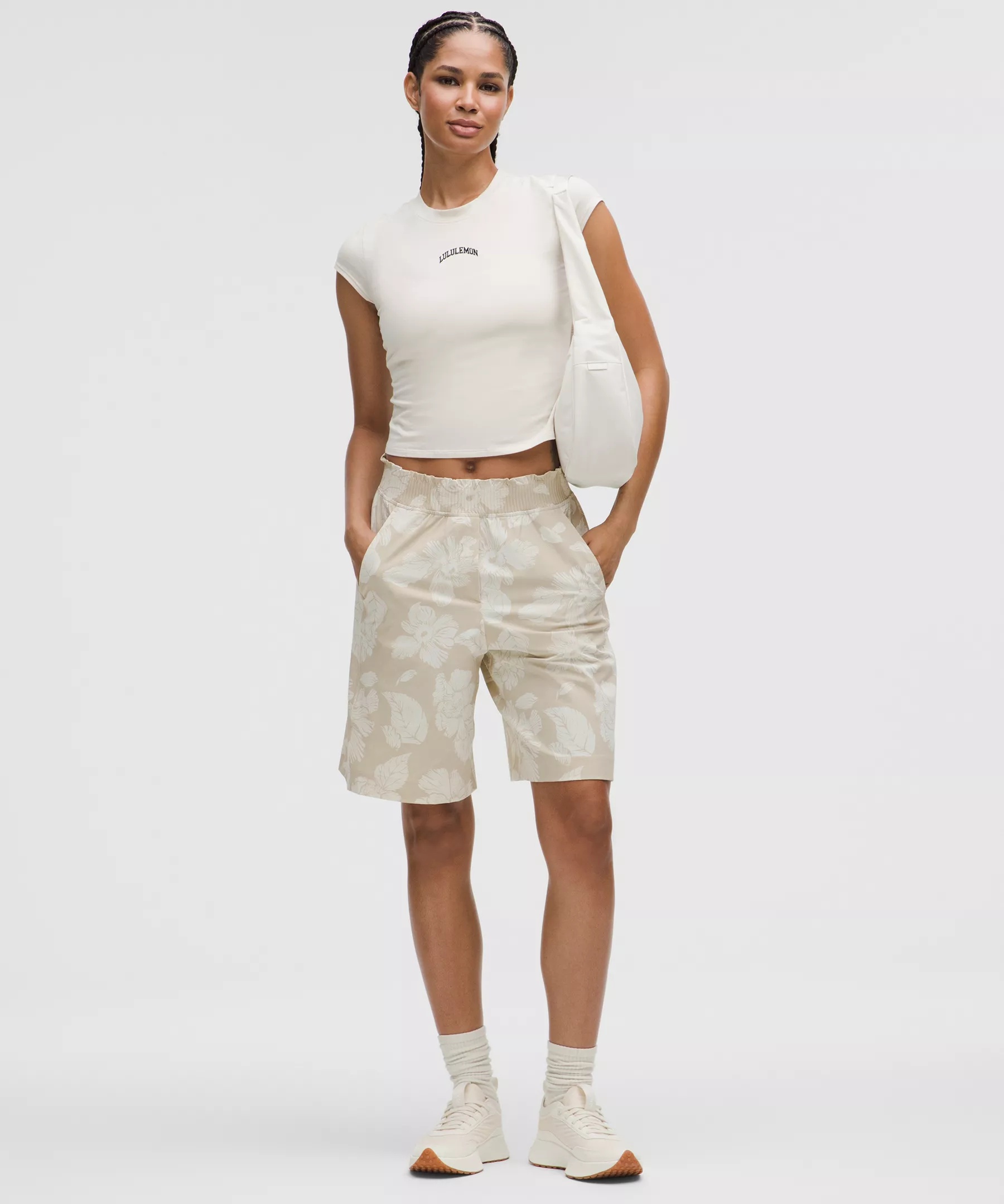 Stretch Woven Ruffle-Waist High-Rise Short 9" - 2