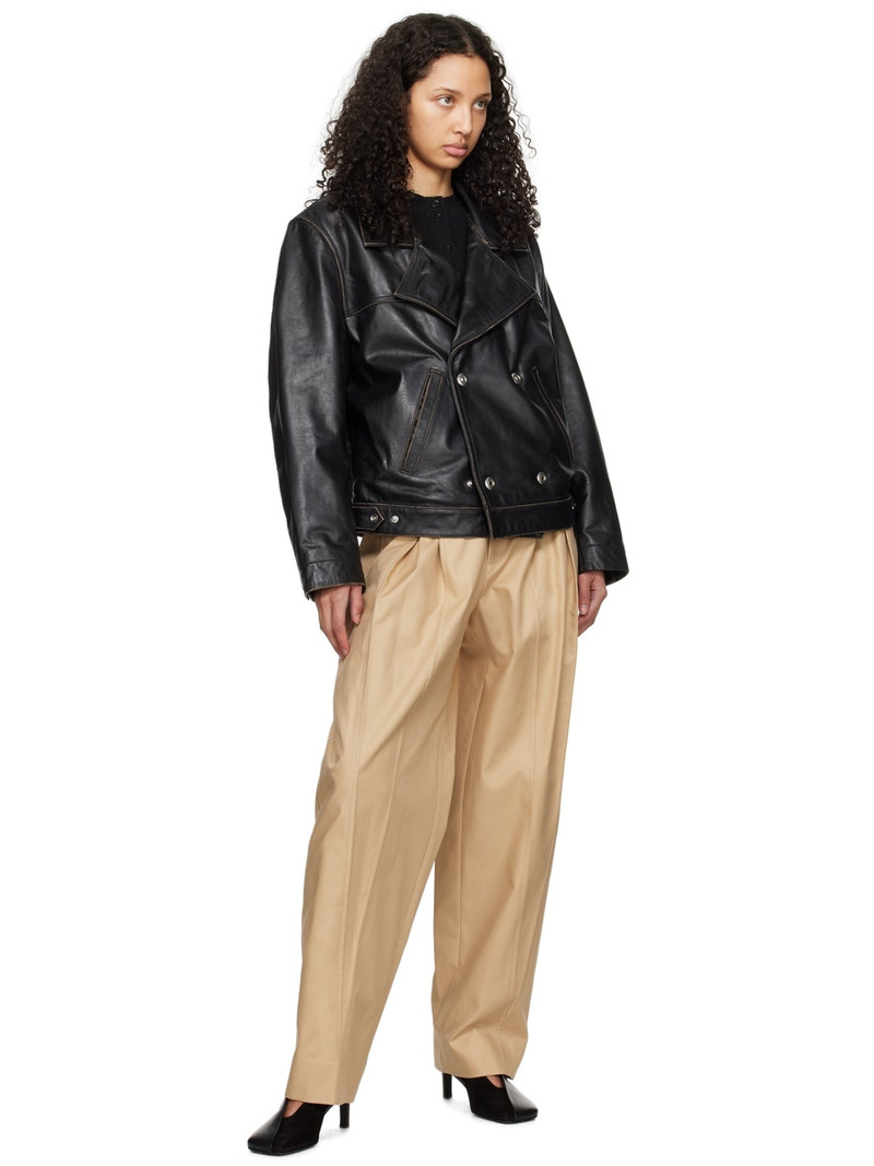 Victoria Beckham Beige Gathered Waist Trousers outlook