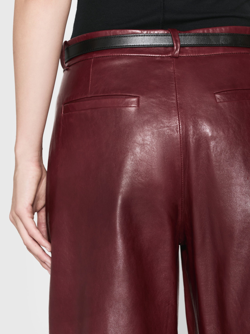 The Wide Leather Trouser in Syrah Red 3