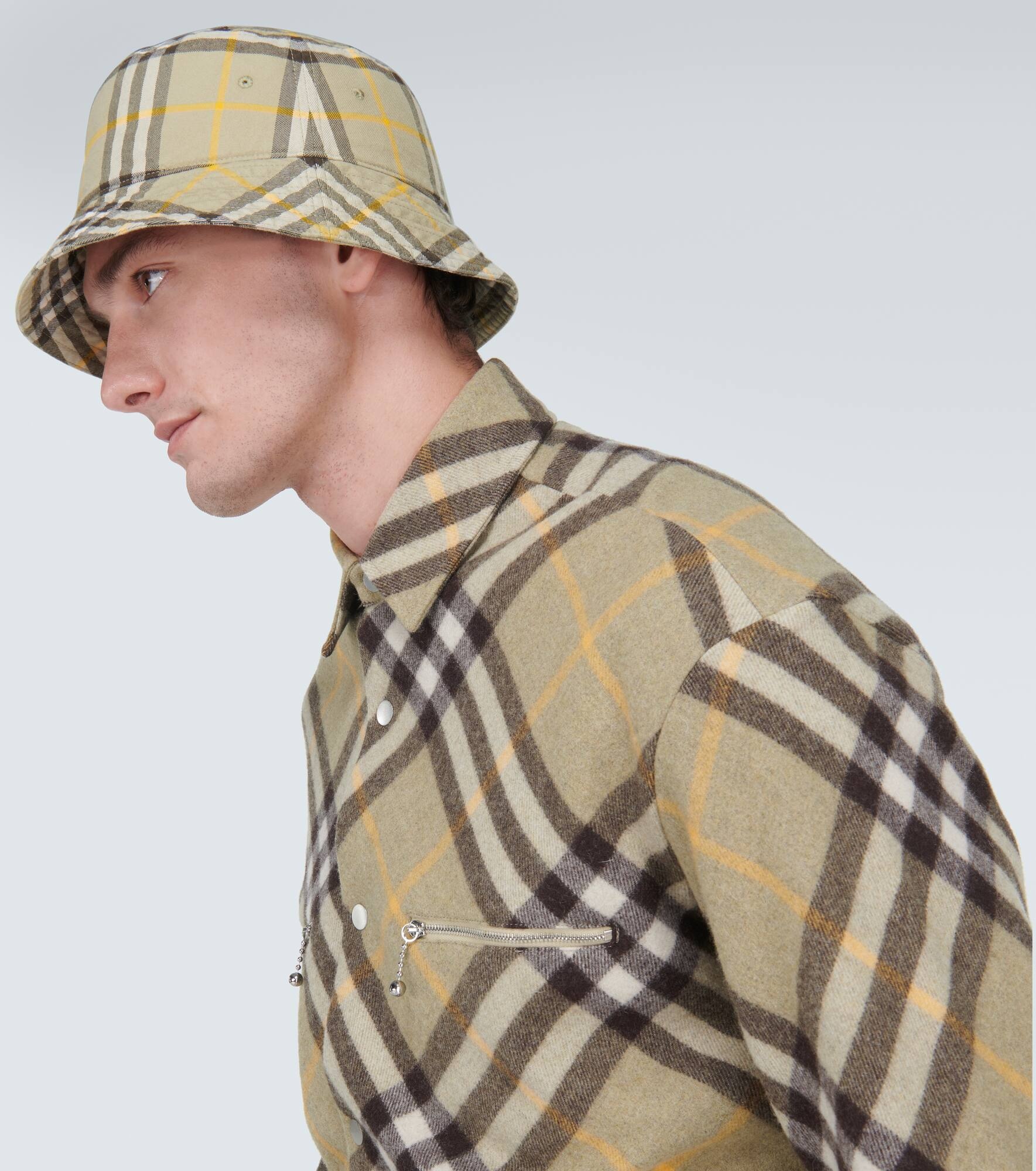 Burberry Check wool-blend shirt jacket - 5