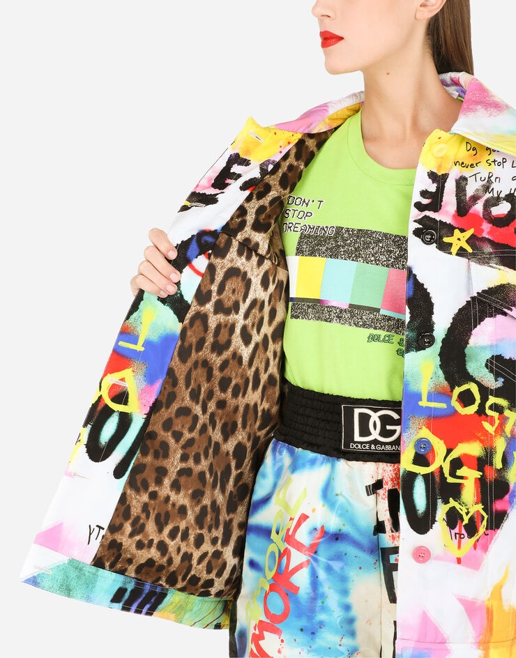 Nylon jacket with multi-colored graffiti print - 6