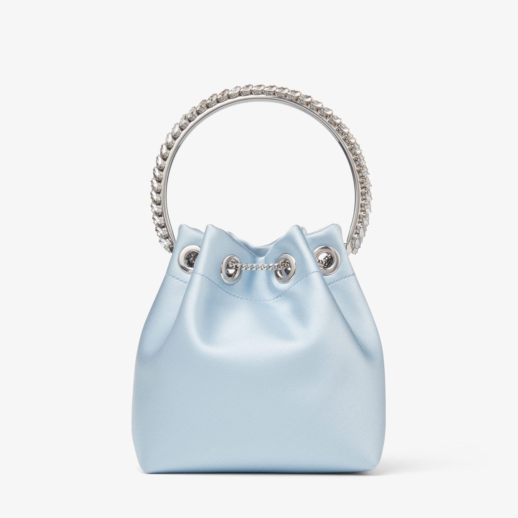 Bon Bon
Ice Blue Satin Bag with Swarovski Crystal Handle - 7