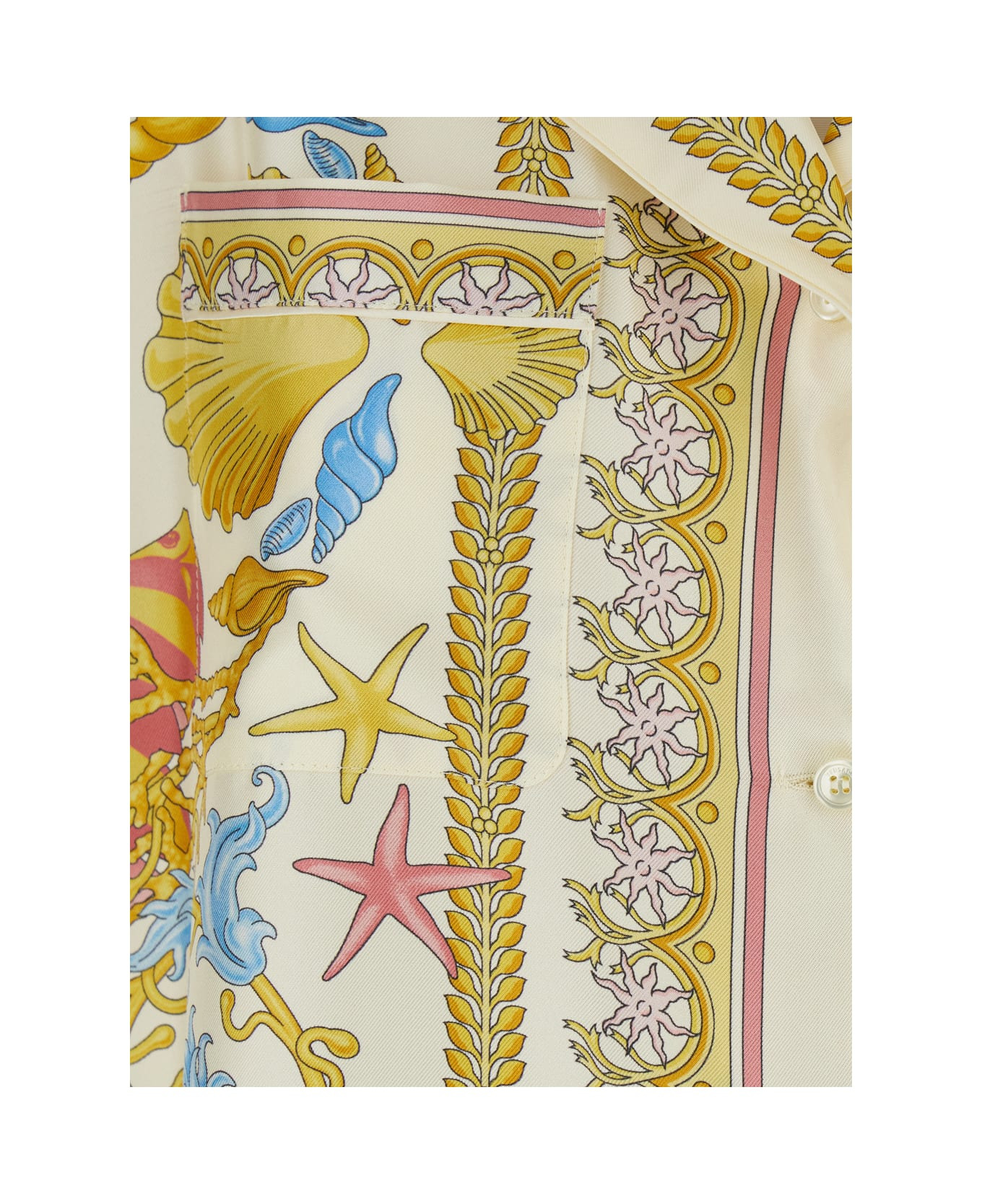 Multicolor Bowling Shirt With Cuban Collar And All-over Underwater Barocco Print In Silk Woman - 3