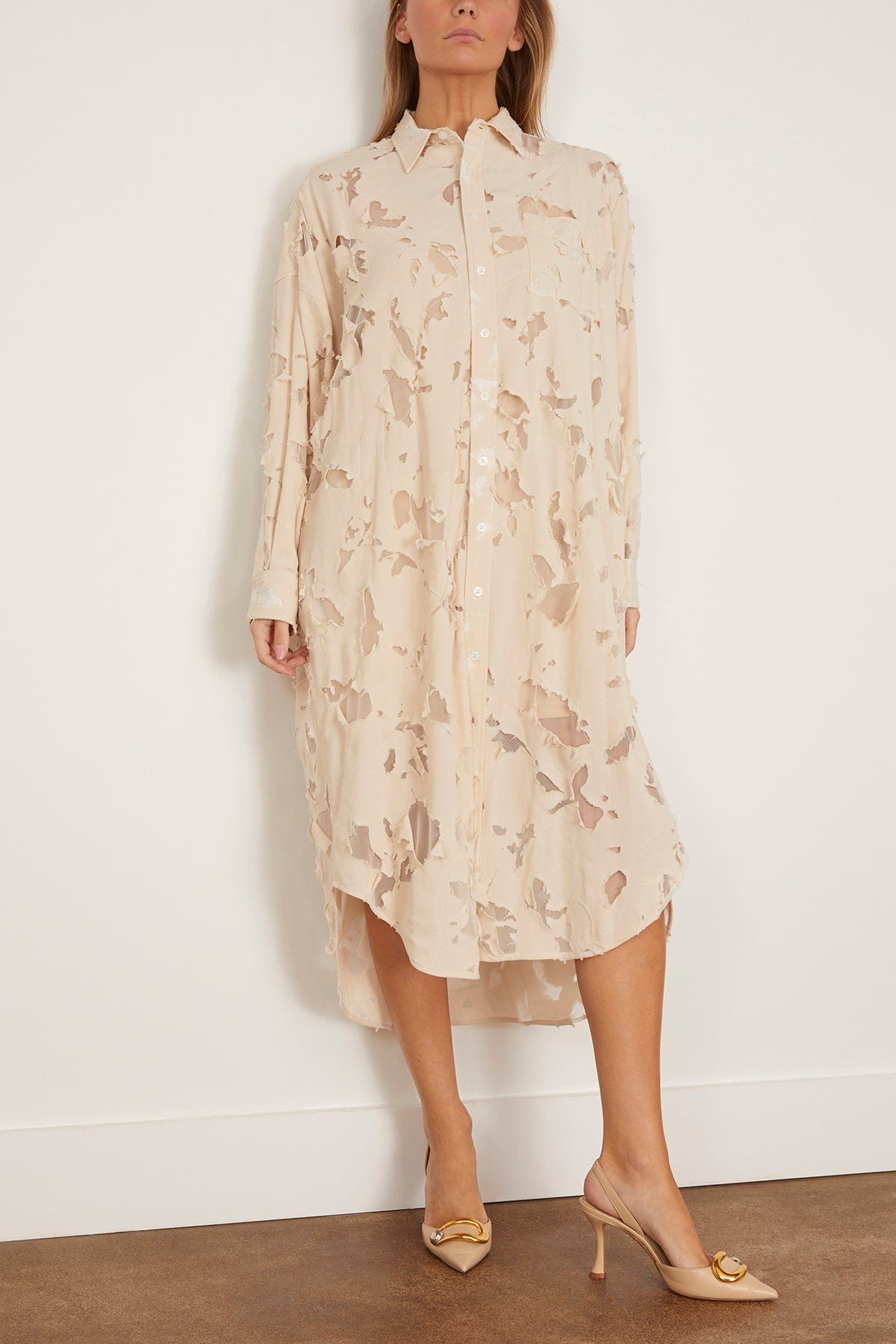 Jumbo Shirtdress in Nude - 3