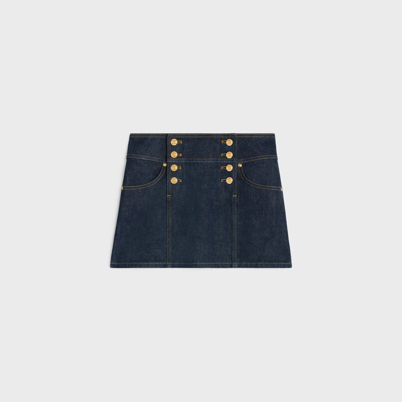 trapeze mini skirt in rinsed wash denim 1