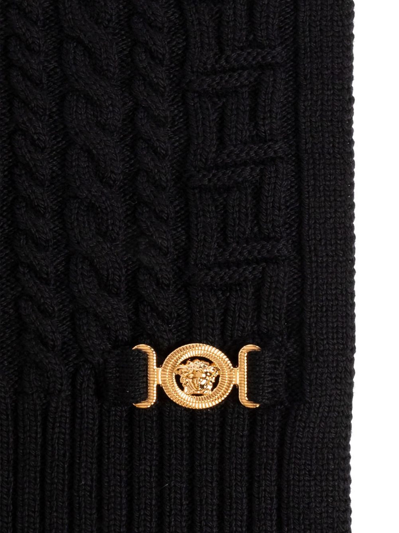 VERSACE cable-knit virgin-wool scarf outlook