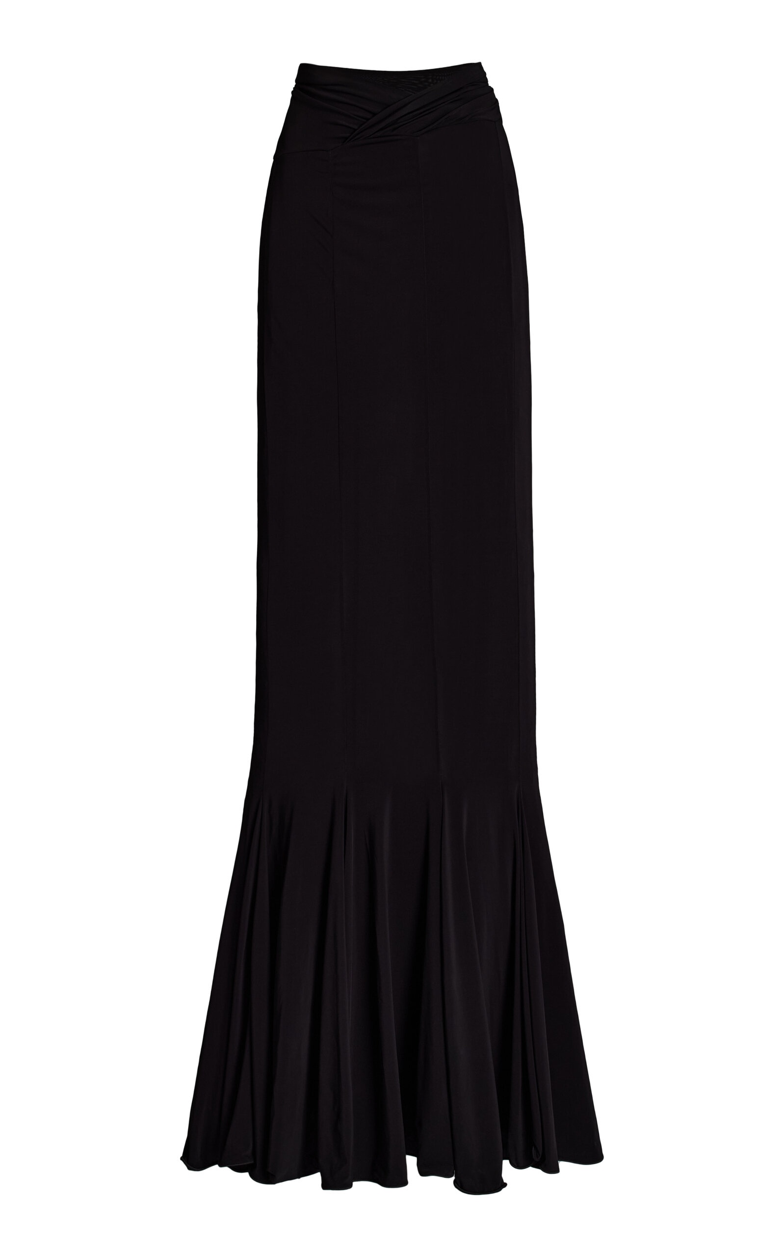 V-Waist Flared Jersey Maxi Skirt black - 1