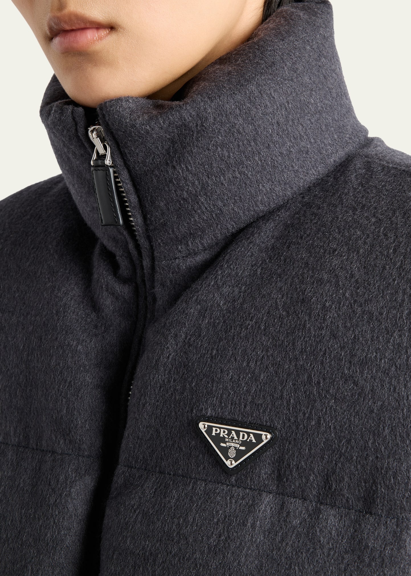Leather Belted Wool Puffer Vest - 4