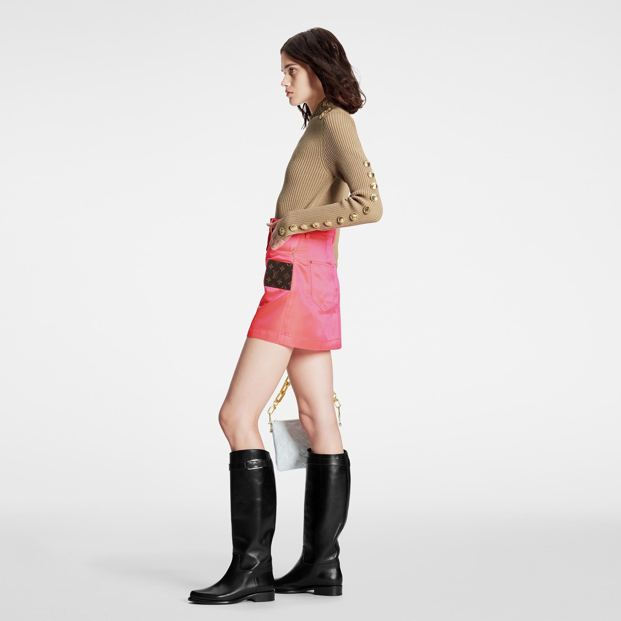 Neon Satin A-Line Mini Skirt - 3