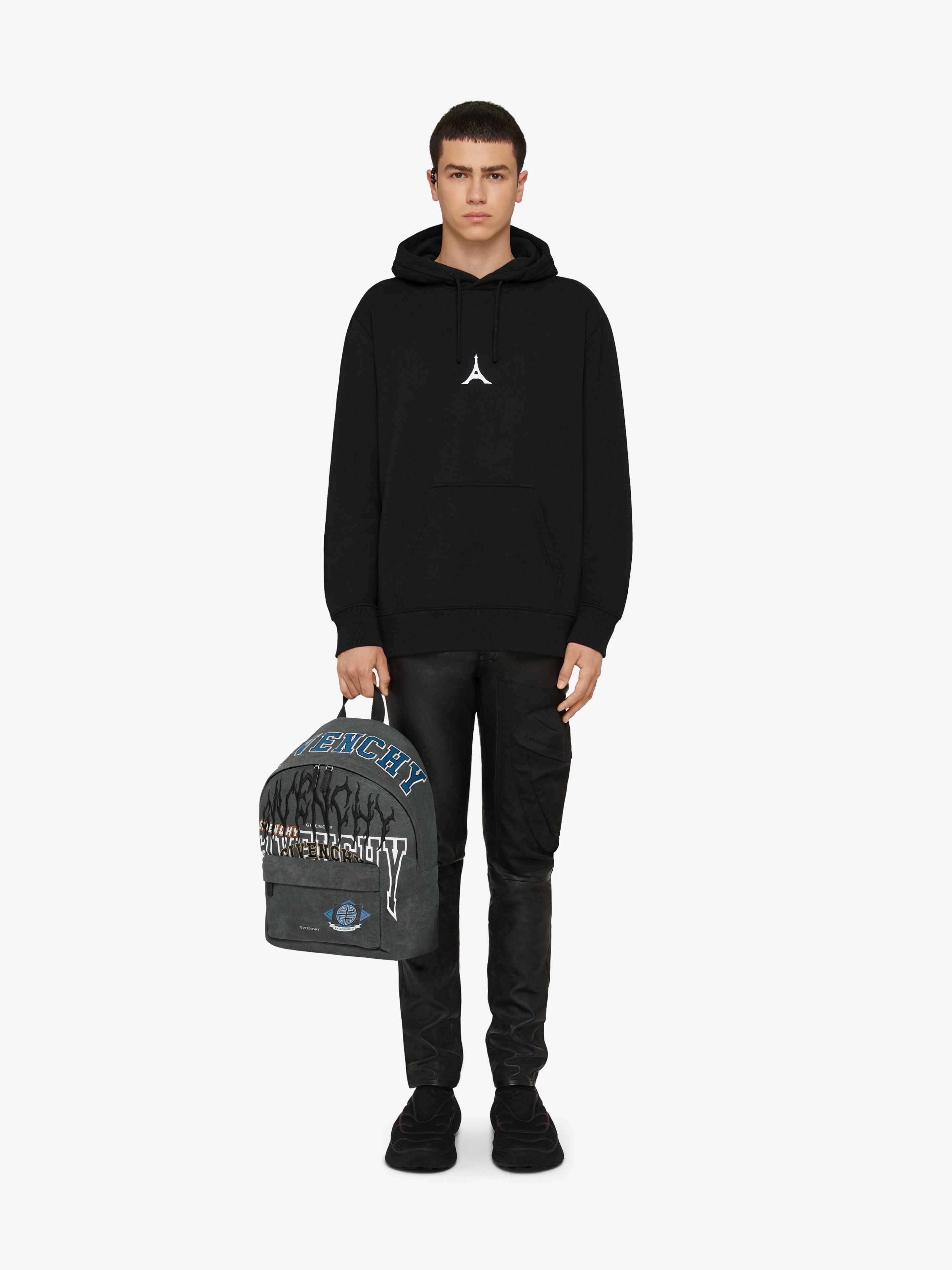 SLIM FIT HOODIE IN EMBROIDERED FELPA - 2