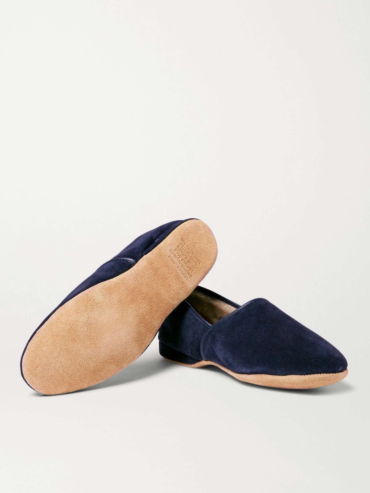 Crawford Shearling-Lined Suede Slippers - 7