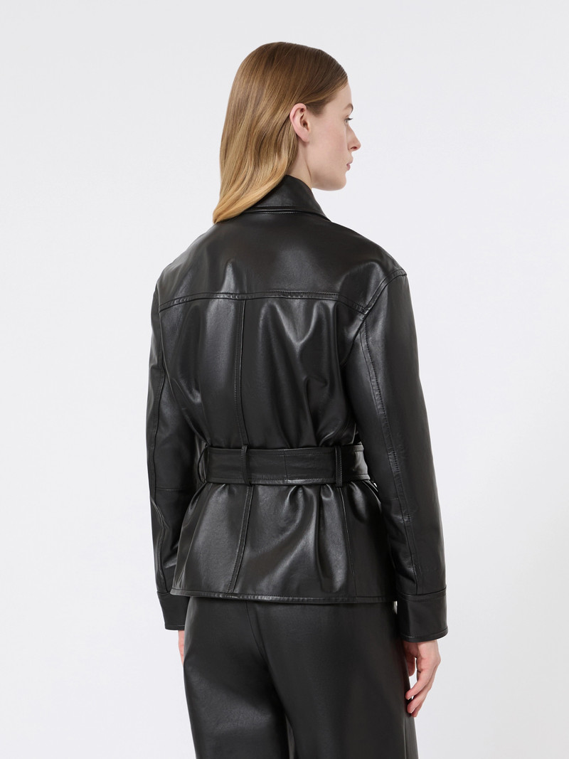 GIUSTO Nappa leather biker jacket - BLACK 4