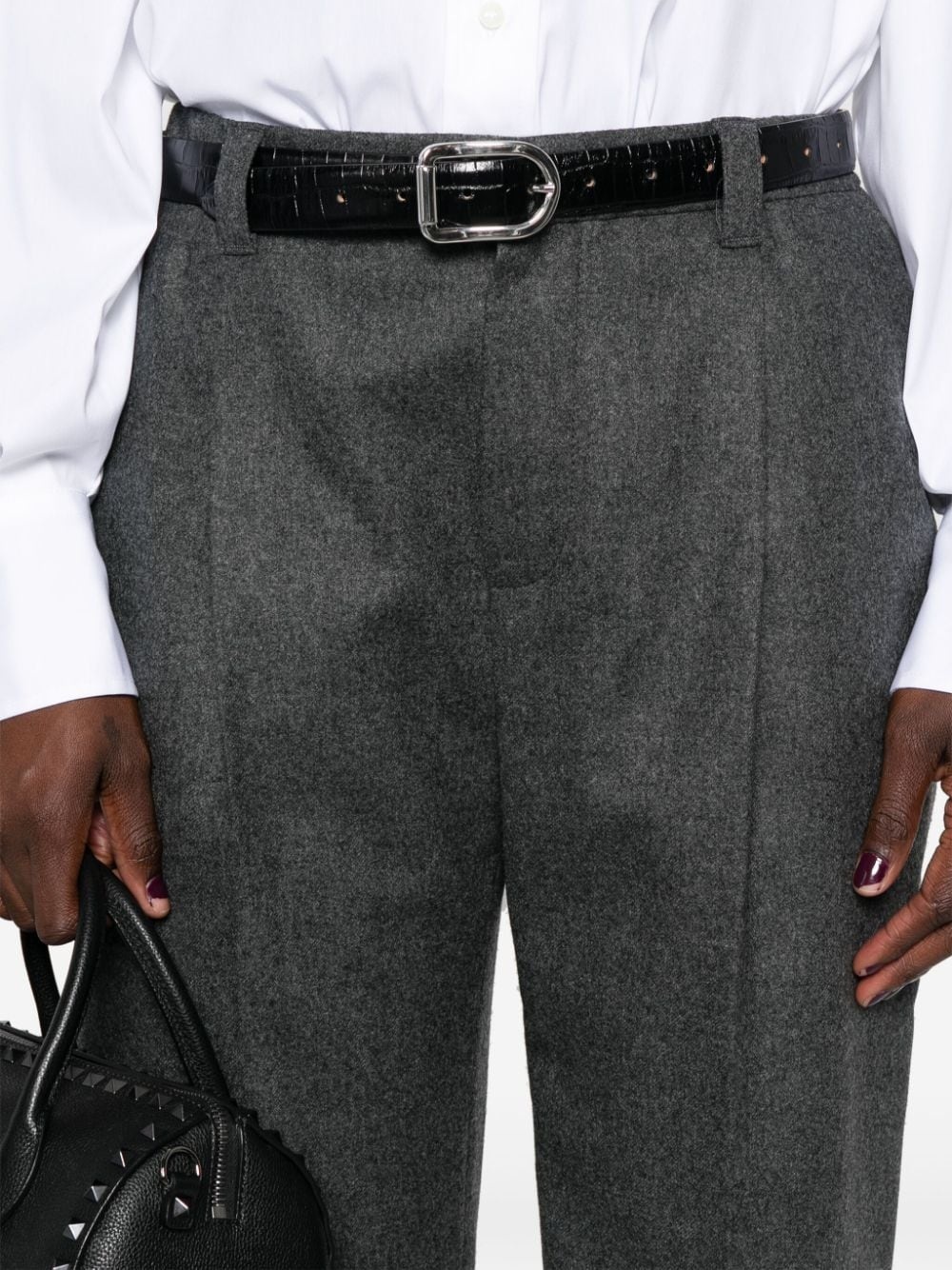 mÃ©lange-effect cropped trousers - 5