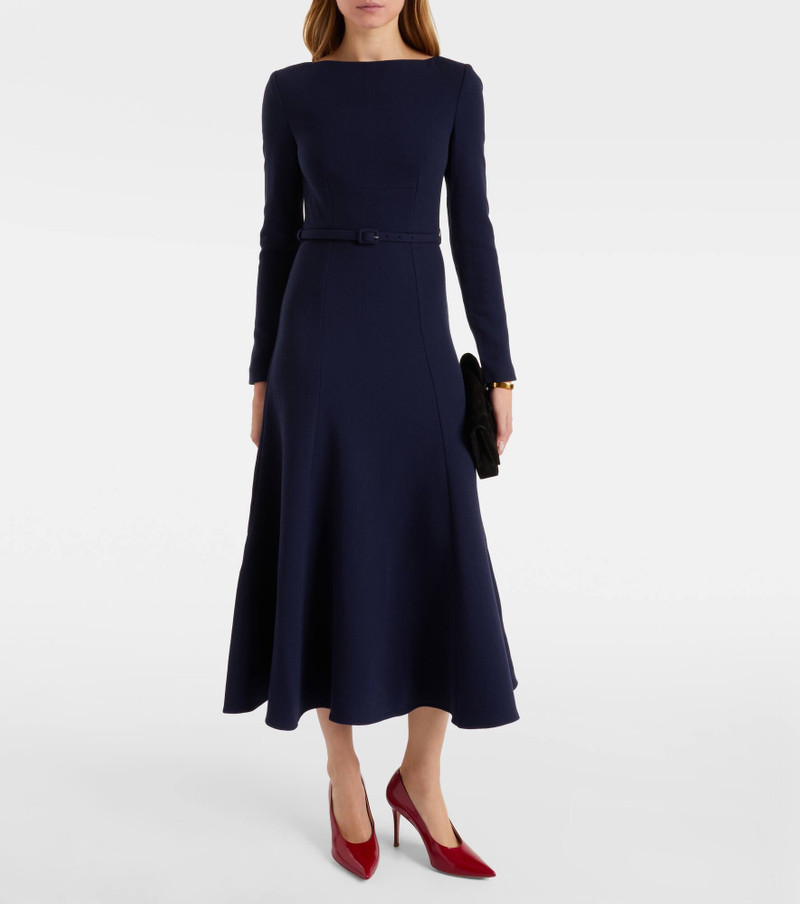 ROLAND MOURET Belted wool crêpe midi dress outlook