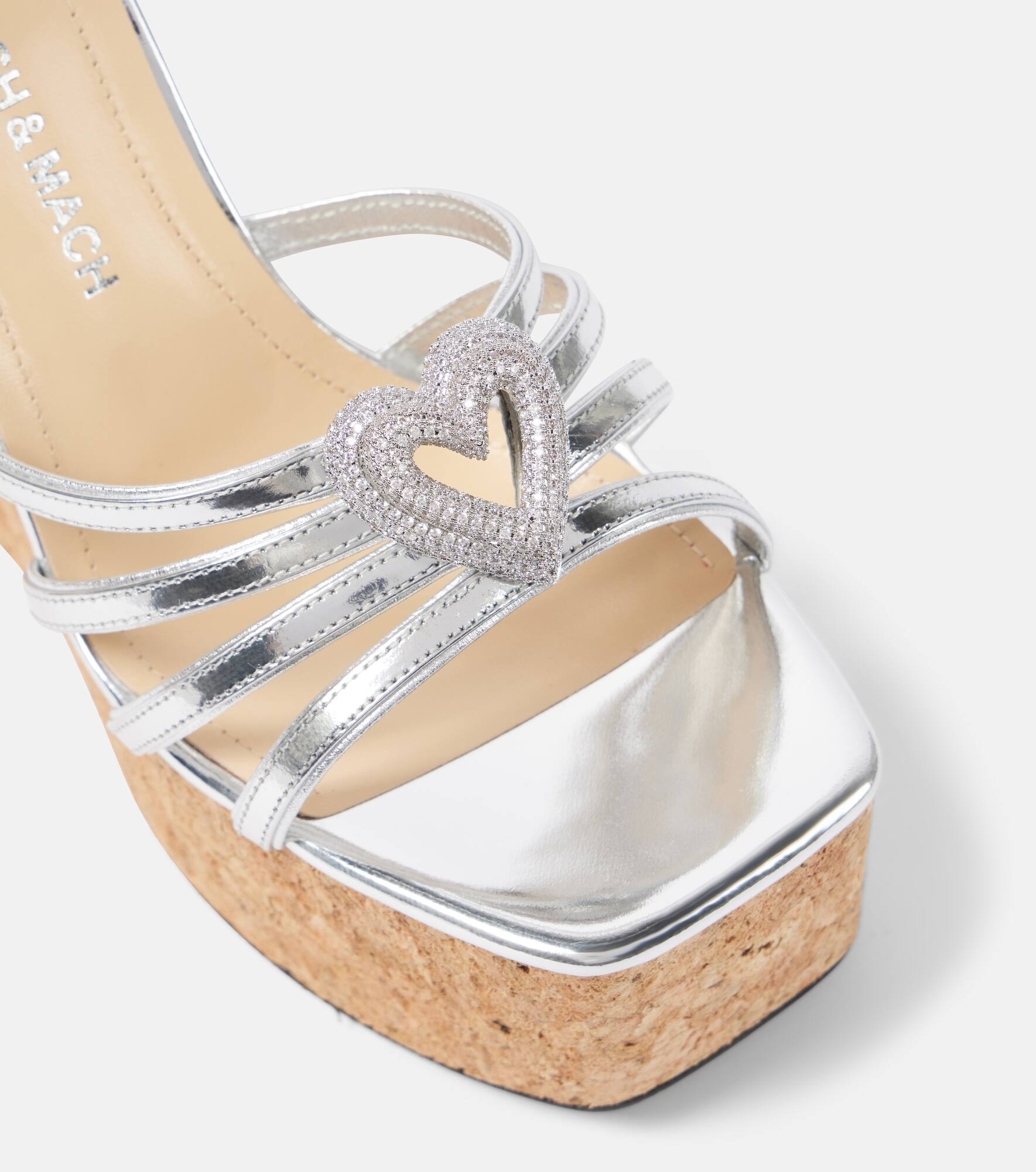 Double Heart metallic leather sandals - 5