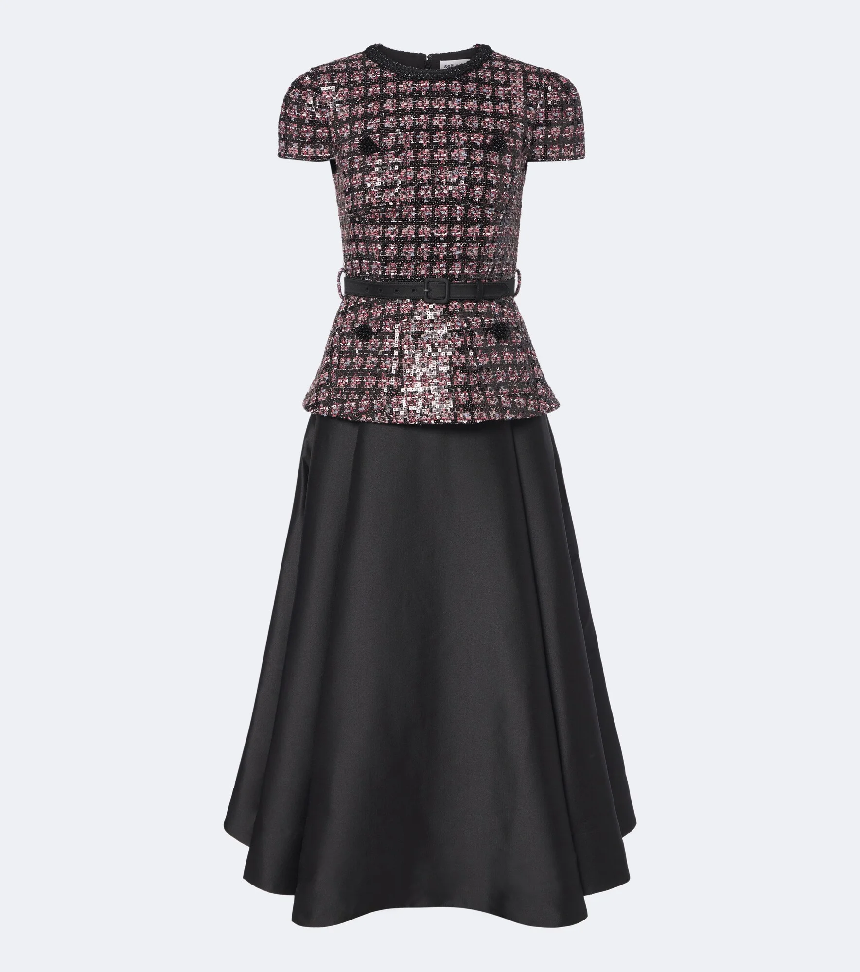 Sequined bouclé and taffeta midi dress - 1