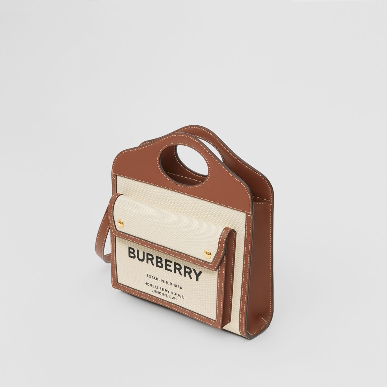 Burberry Mini Two-tone Canvas and Leather Pocket Bag