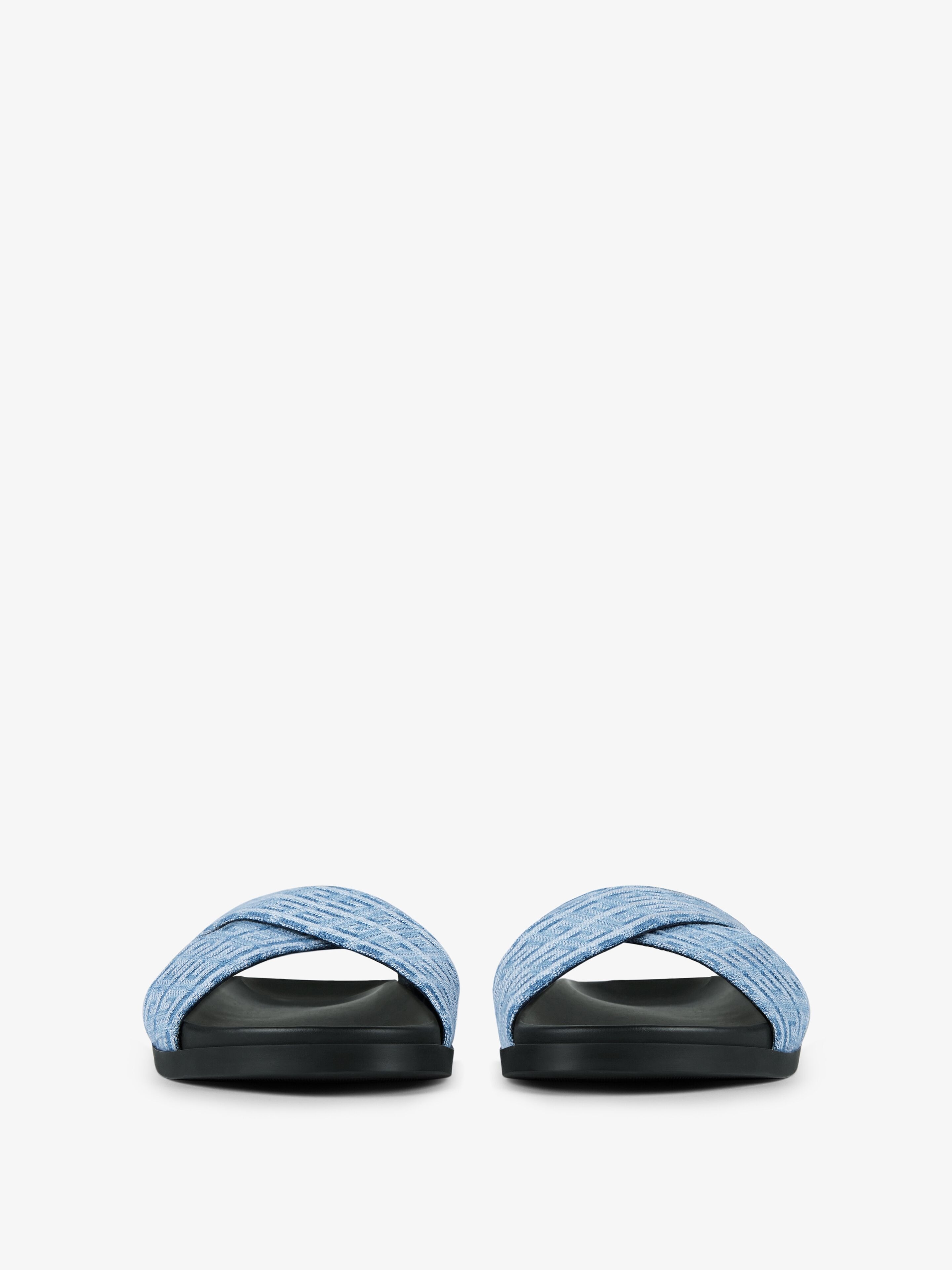 G PLAGE FLAT SANDALS WITH CROSSED STRAPS IN 4G DENIM - 2