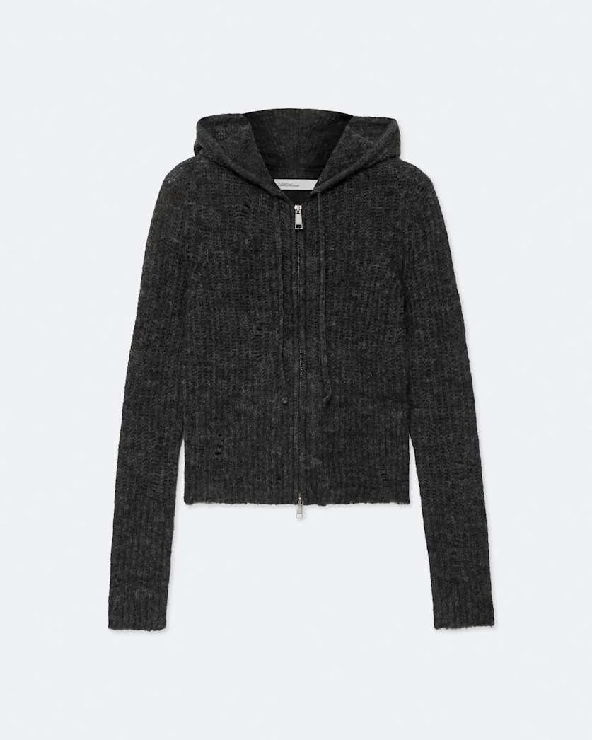 MABEL CROPPED ALPACA-BLEND HOODIE - 1