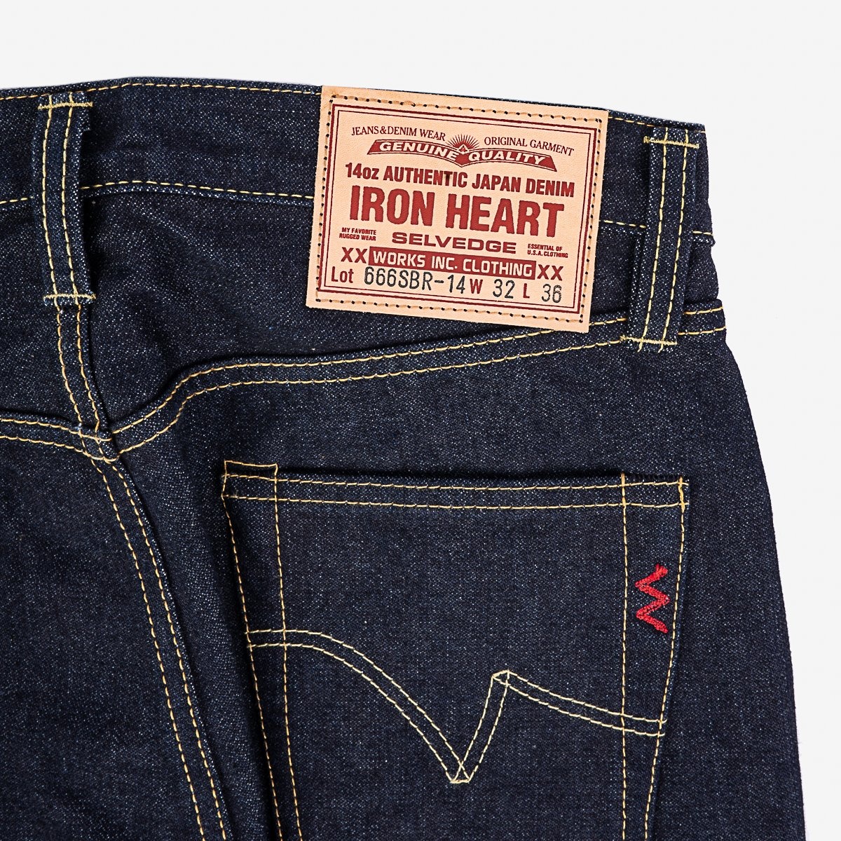 IH-666SBR-14 14oz Broken Twill Selvedge Denim Slim Straight Cut Jeans - Indigo - 6