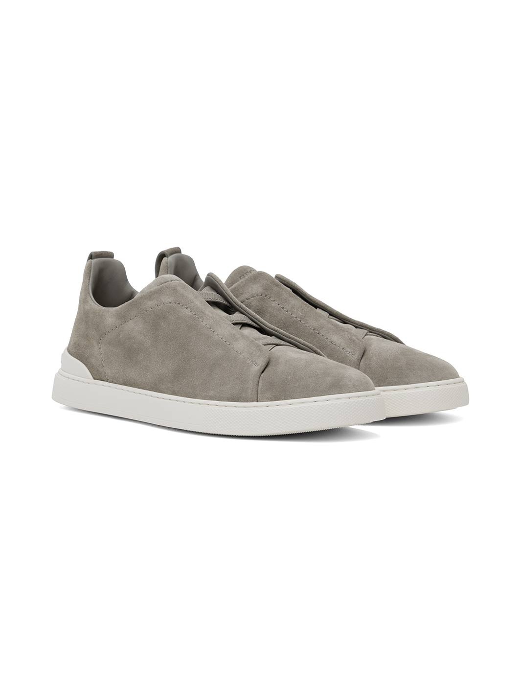 Gray Suede Triple Stitch Sneakers - 4