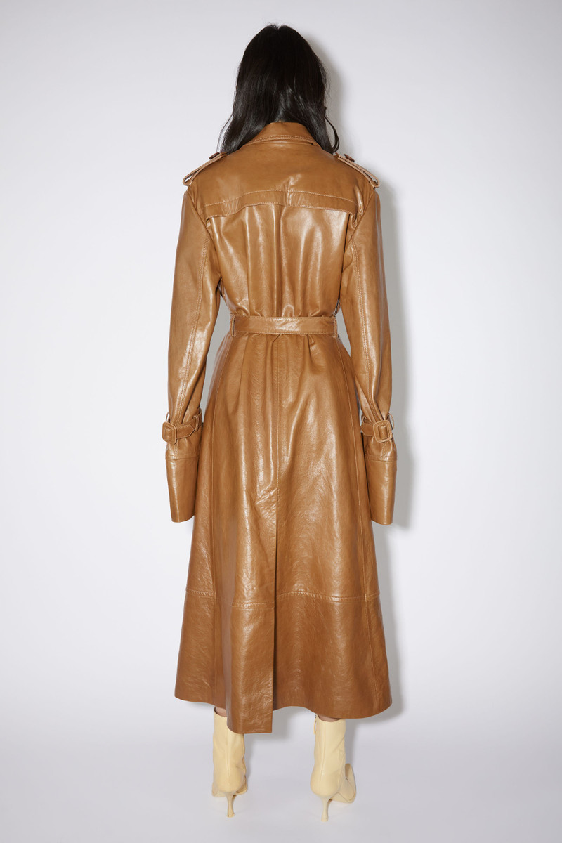 Leather trench coat - Cognac brown 3