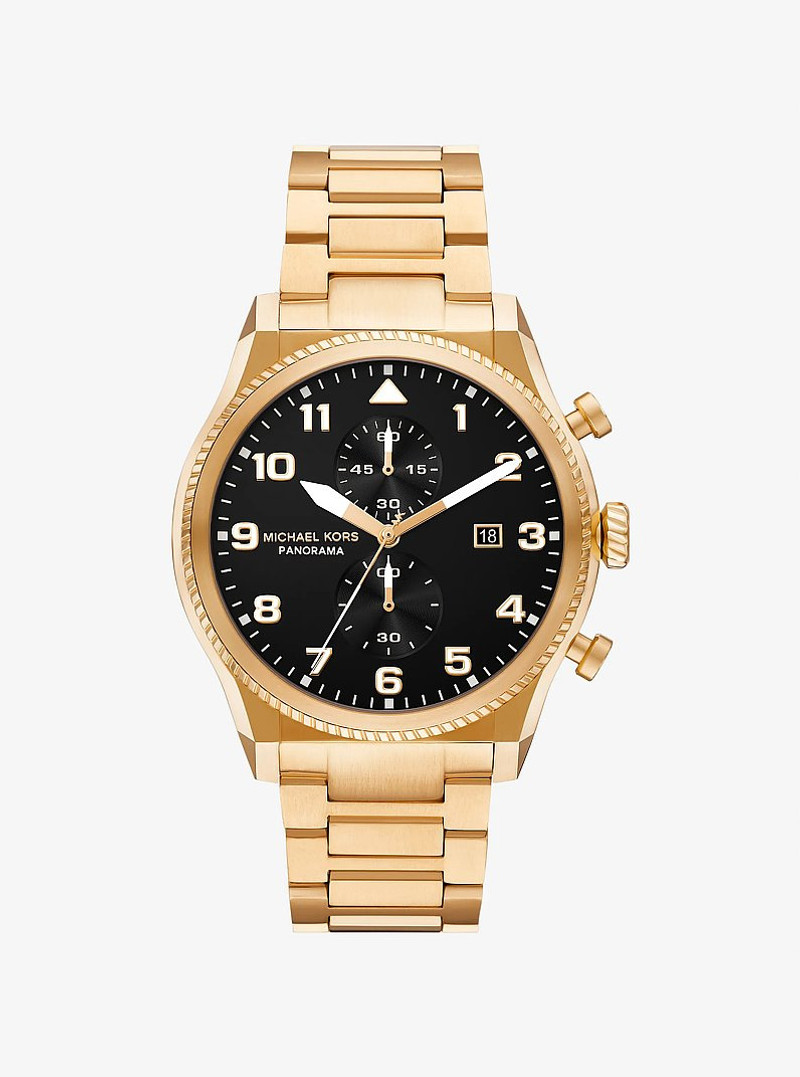 Oversized Panorama Gold-Tone Watch 1