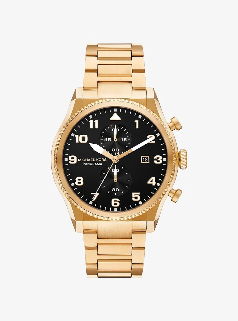 Oversized Panorama Gold-Tone Watch - 1