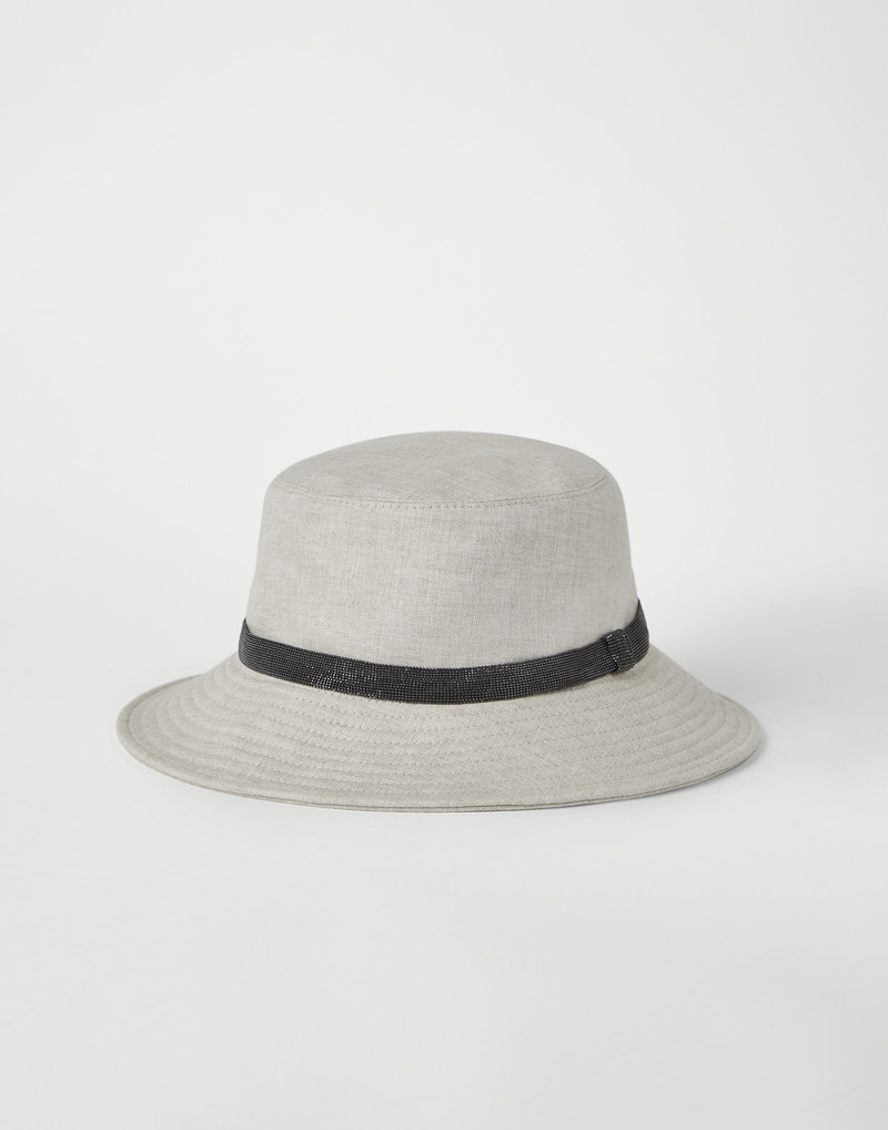 Délavé linen bucket hat with shiny band 1