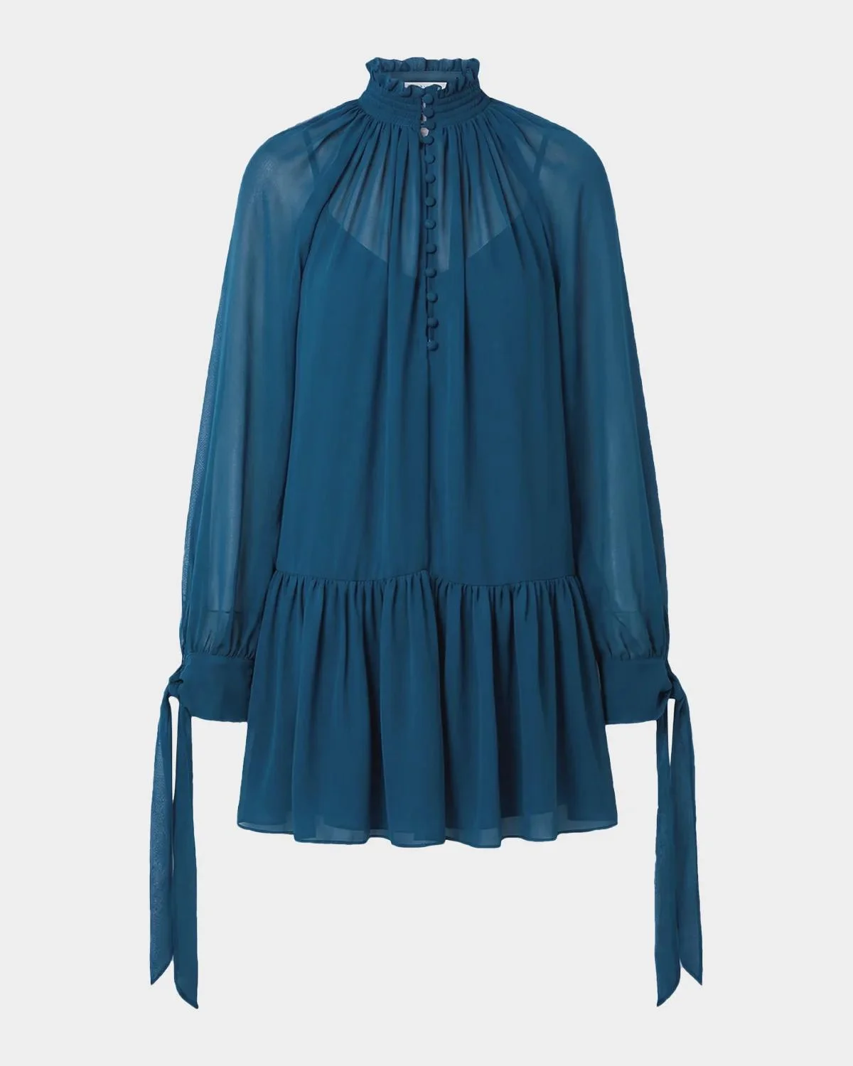 Eliza Georgette Flounce Mini Dress - 1