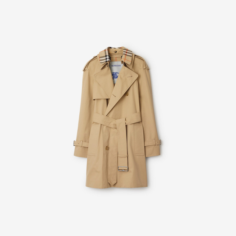 짧은 Detachable 고리 Gabardine 트렌치 코트 - 1