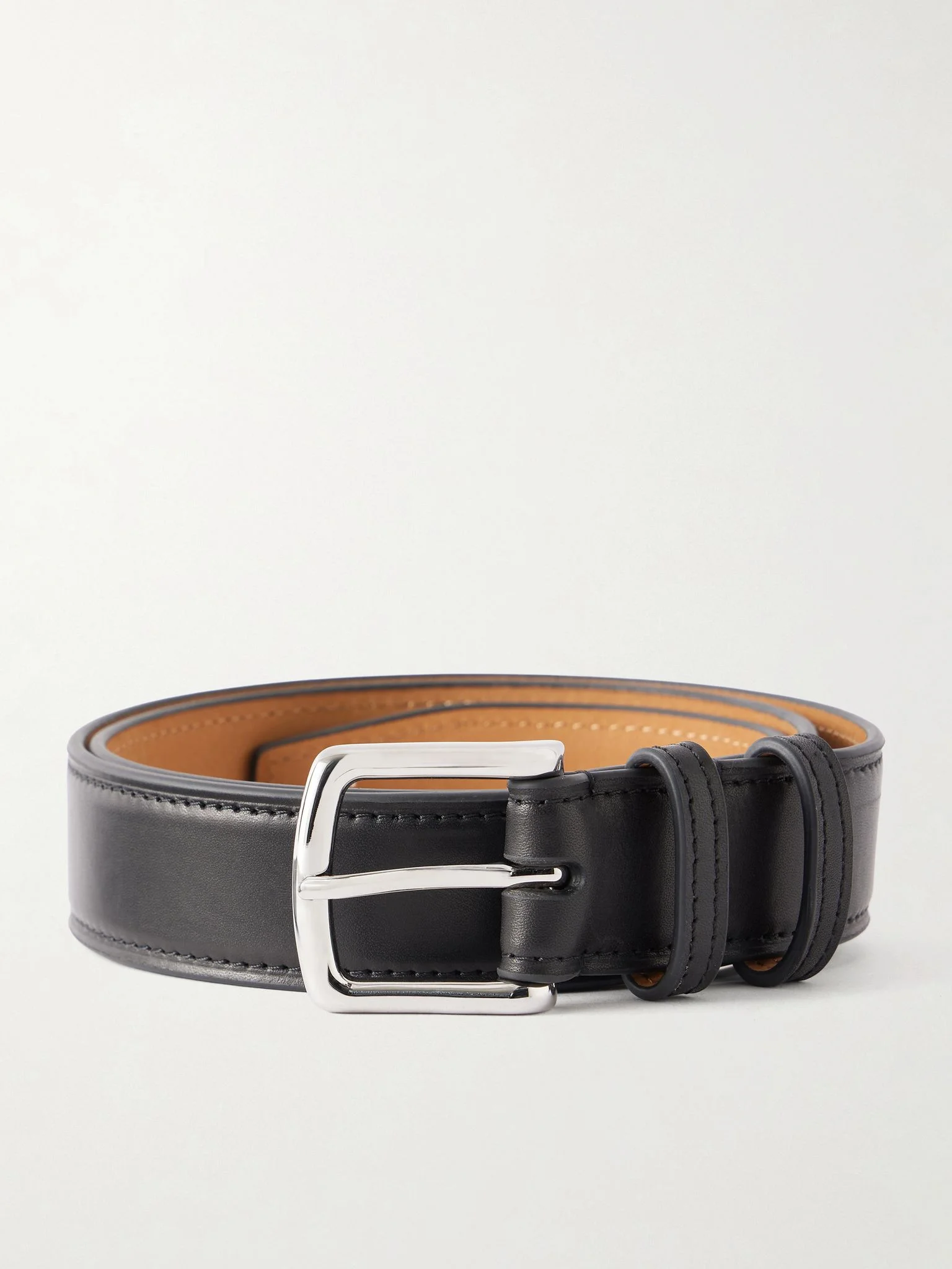 3.5cm Leather Belt Black - 1