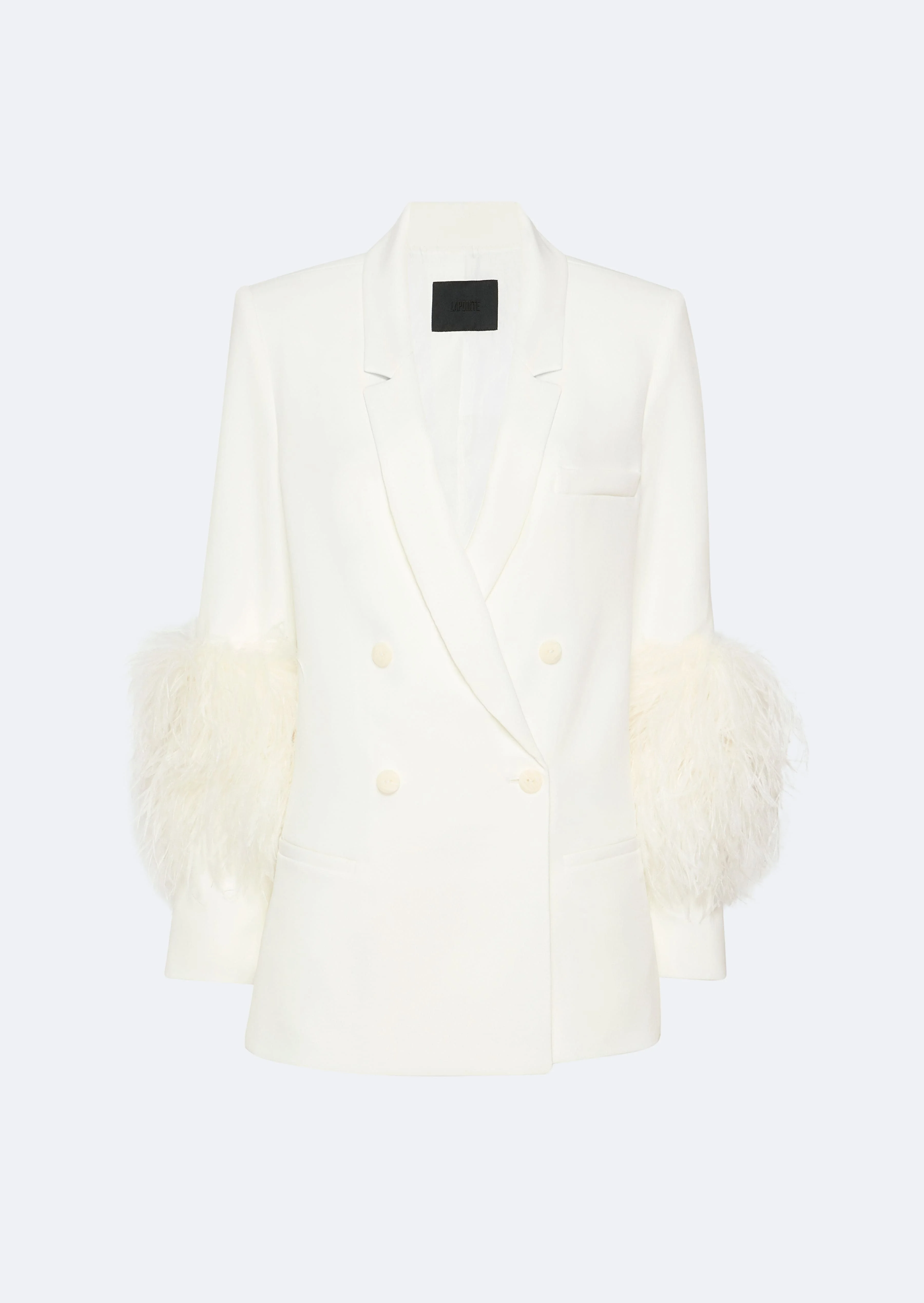 Matte Crepe Blazer With Feathers - 1