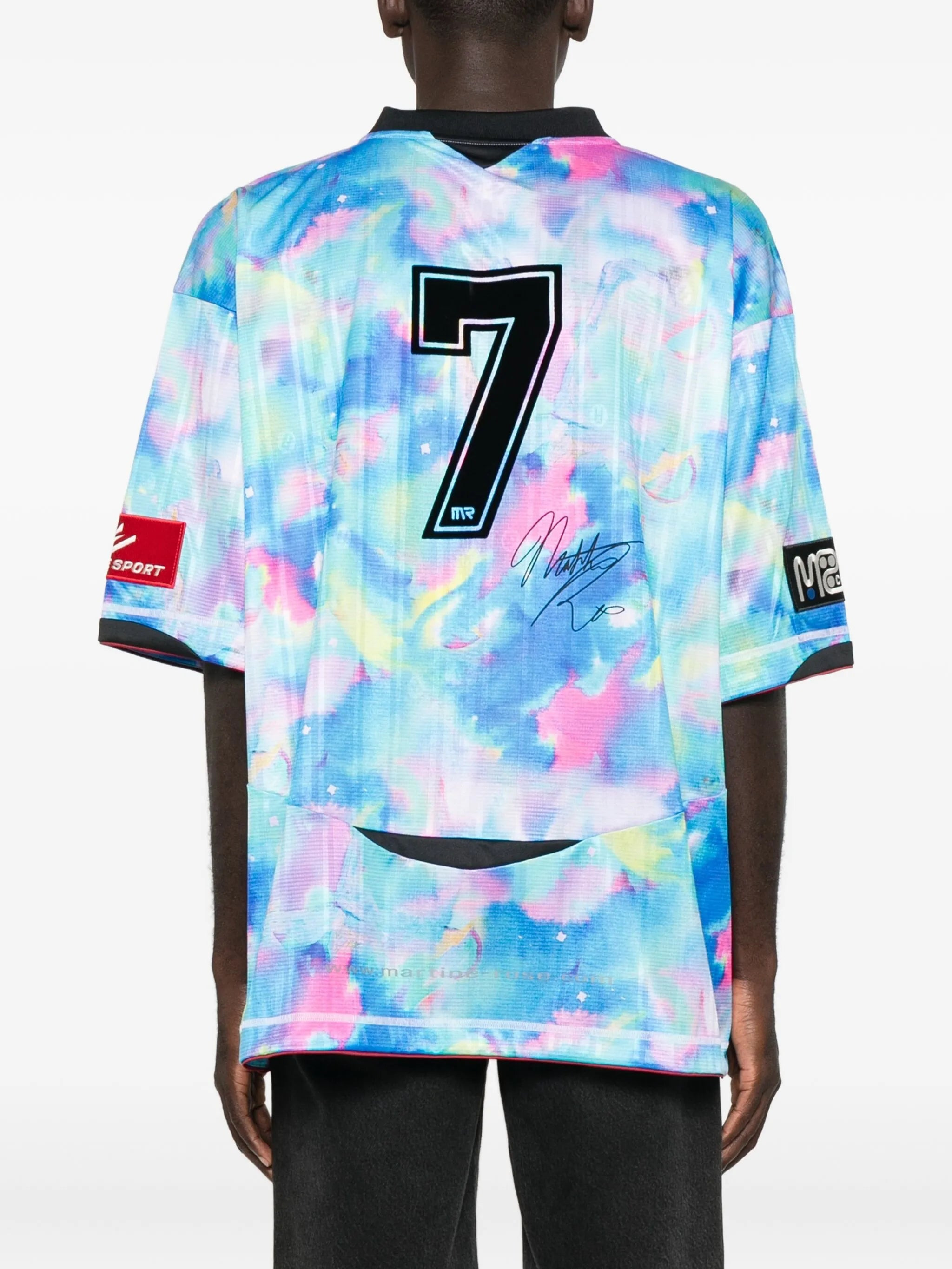 Martine Rose Watercolour-print V-neck T-shirt - 3