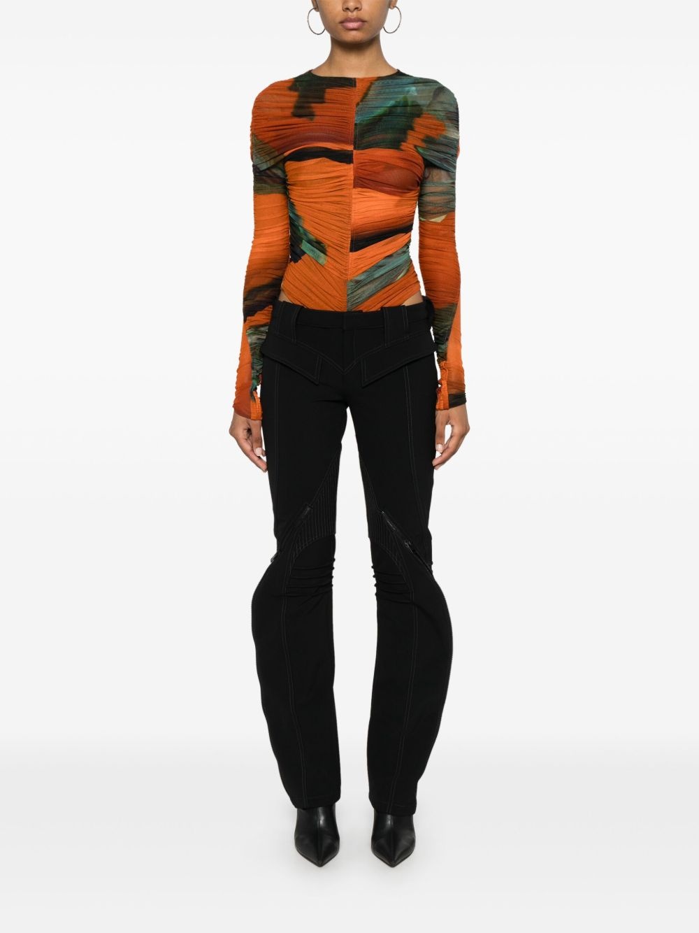 zipped scuba trousers - 2