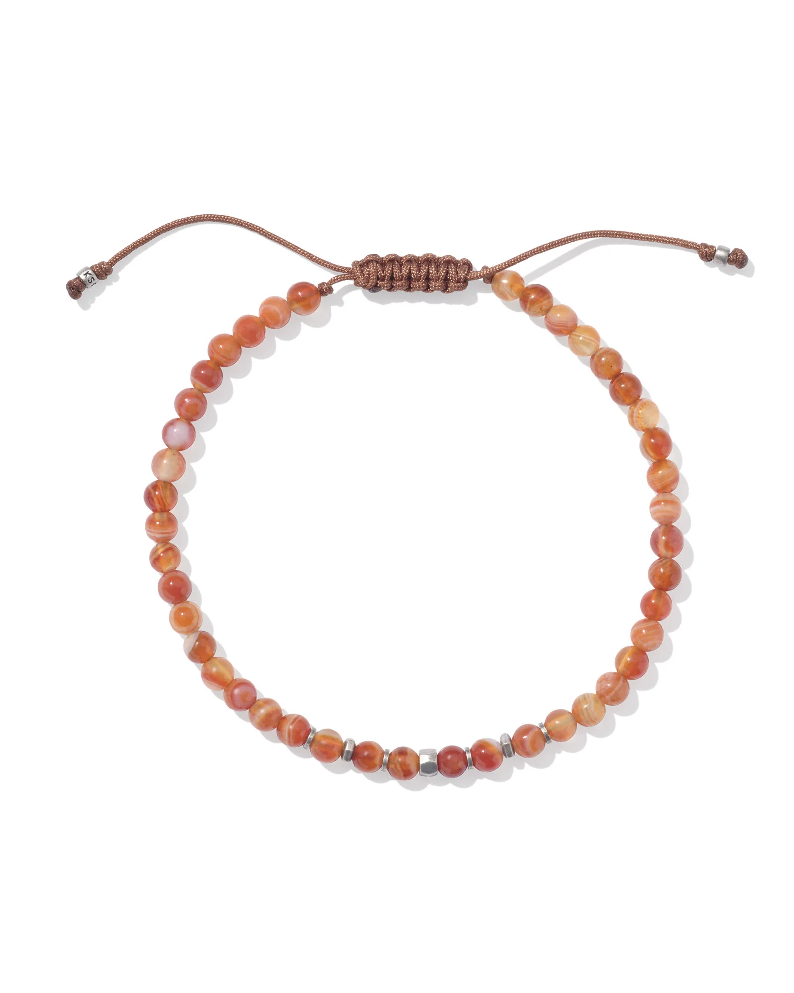 Otto Oxidized Sterling Silver Beaded Bracelet in Orange Banded Agate - 1
